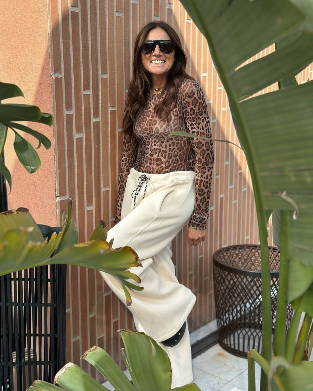 Panta Tuta Palazzo Cotone Felpato Burro