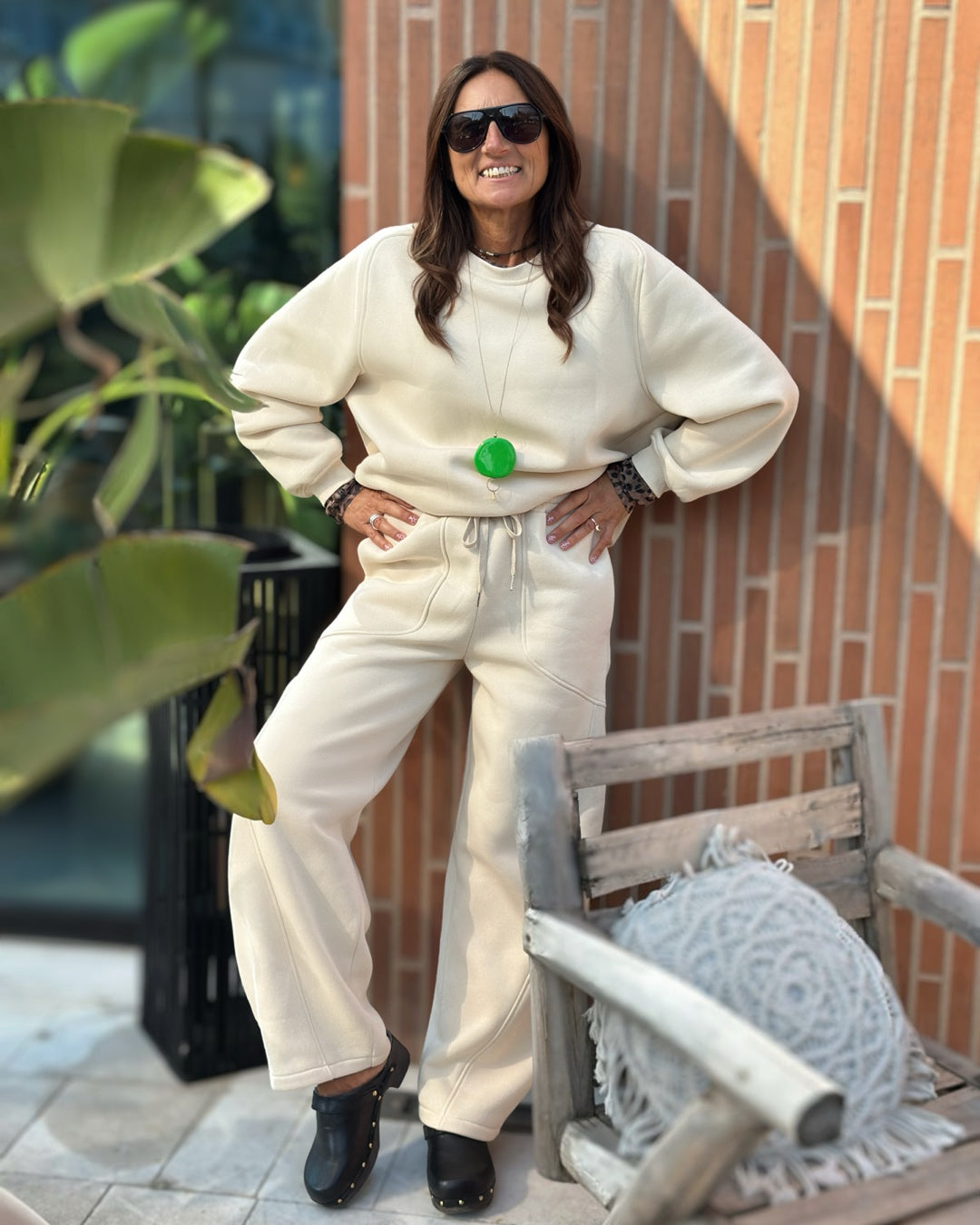 Panta Tuta Balloon Cotone Felpato Burro