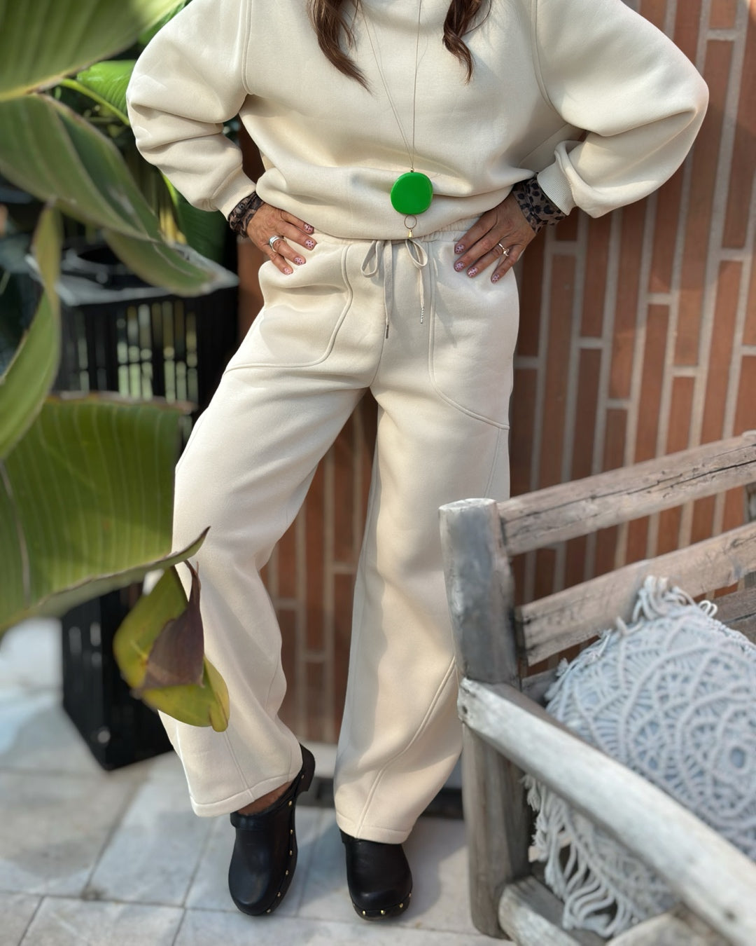 Panta Tuta Balloon Cotone Felpato Burro