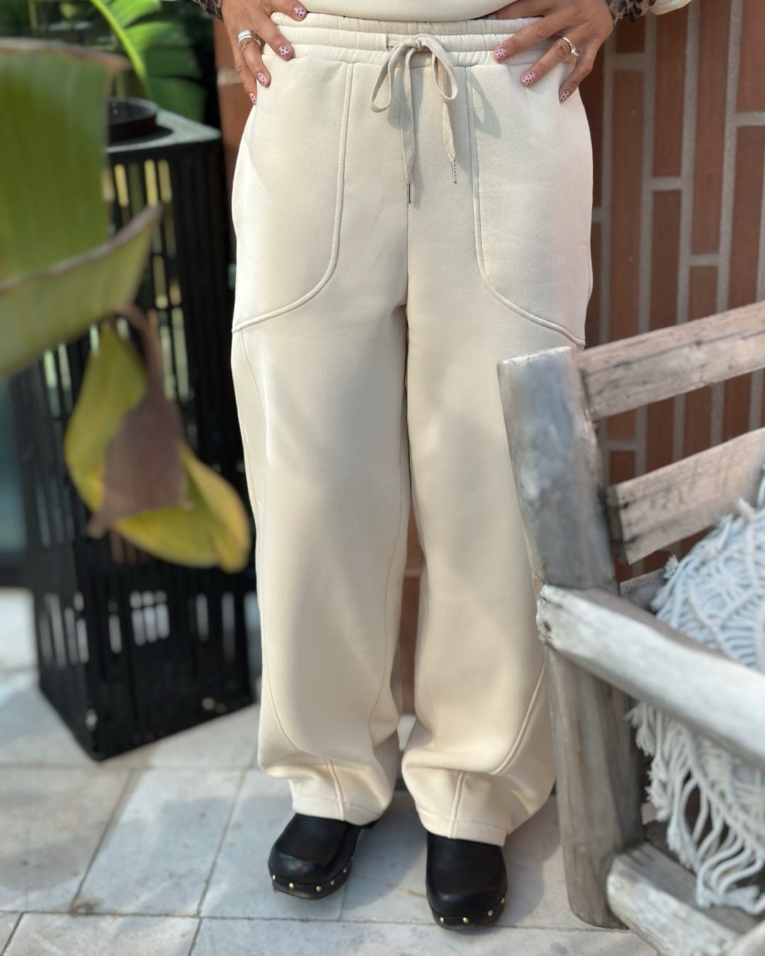 Panta Tuta Balloon Cotone Felpato Burro