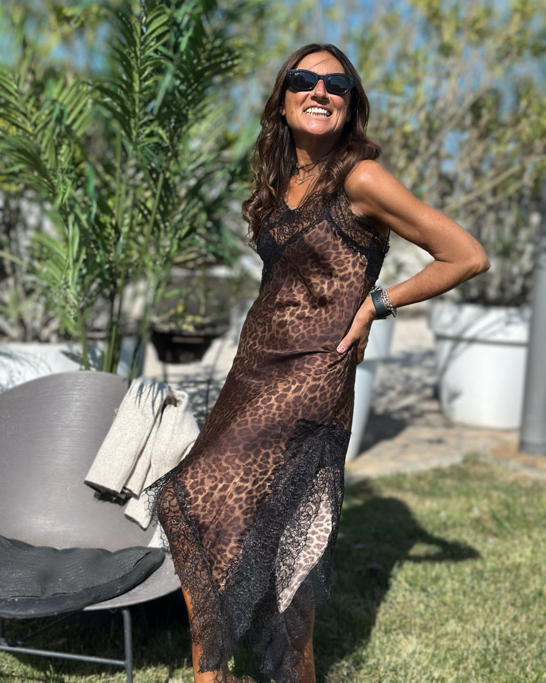 Abito Sottoveste 100% Viscosa & Pizzo Maculato