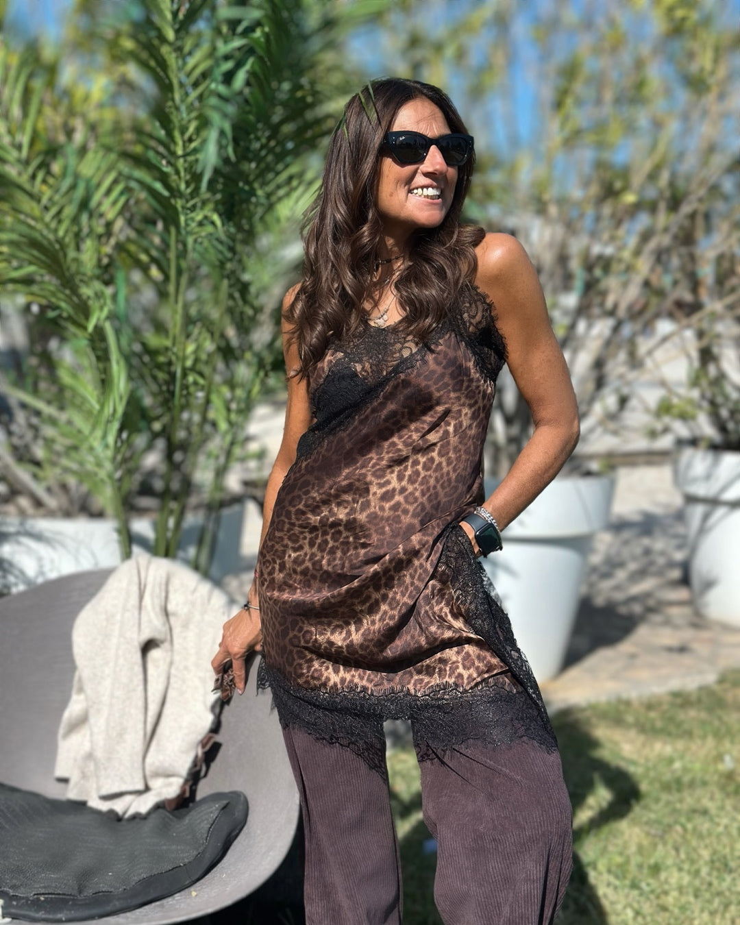 Abito Sottoveste 100% Viscosa & Pizzo Maculato