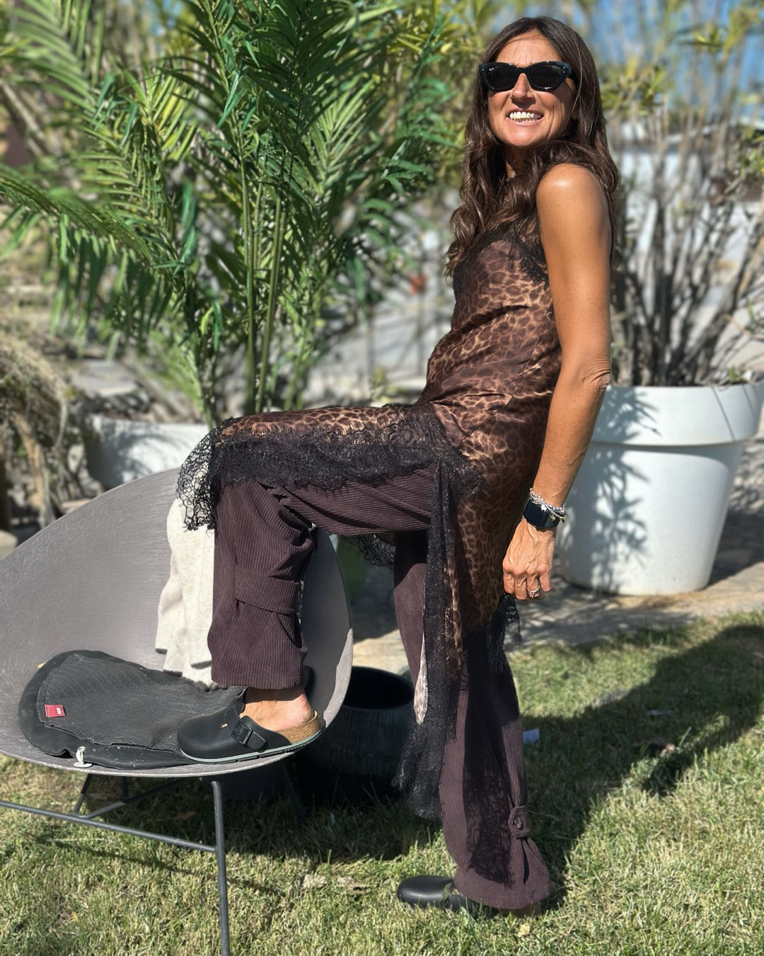 Abito Sottoveste 100% Viscosa & Pizzo Maculato