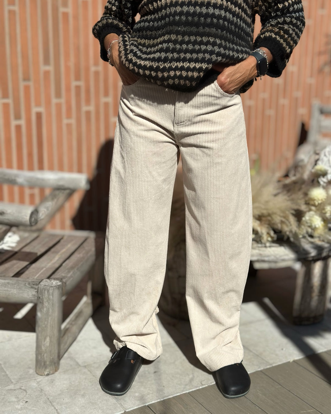 Pantalone Velluto a Coste Panna