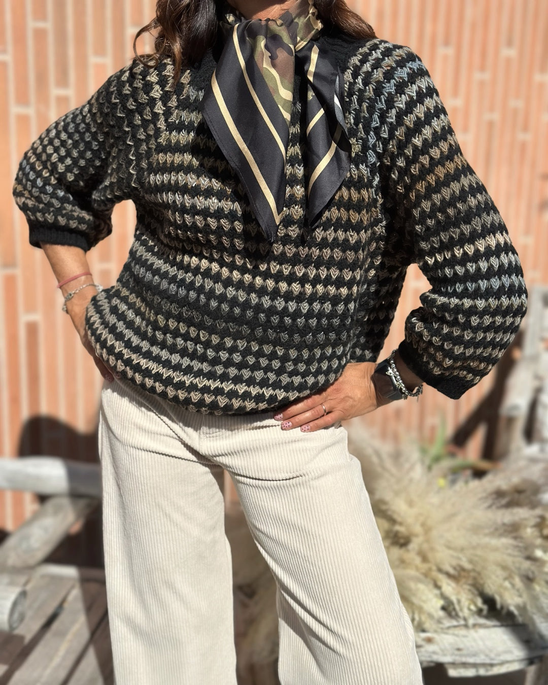 Maglione Lavorato Intreccio | Nero