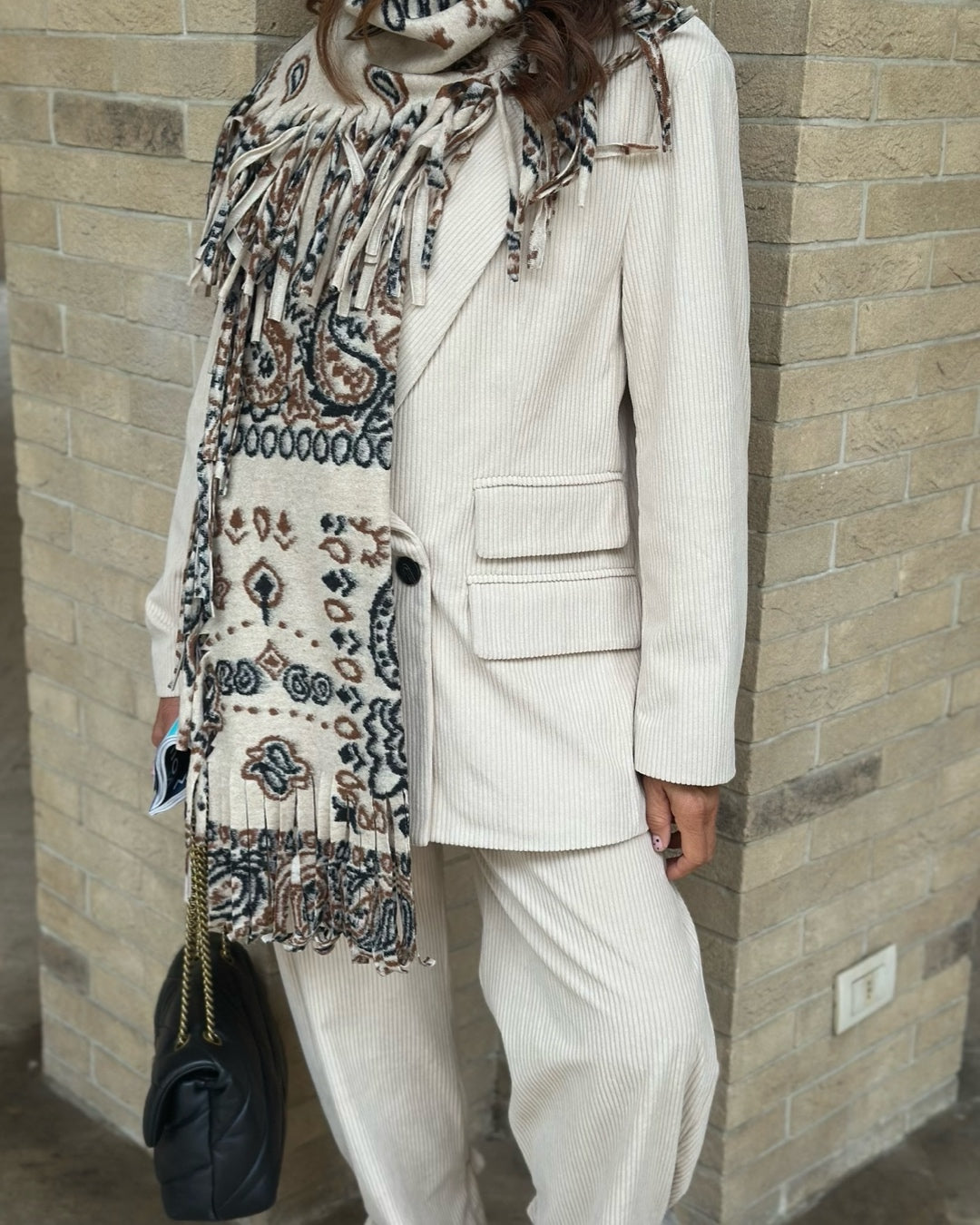 Blazer Velluto a Coste Panna