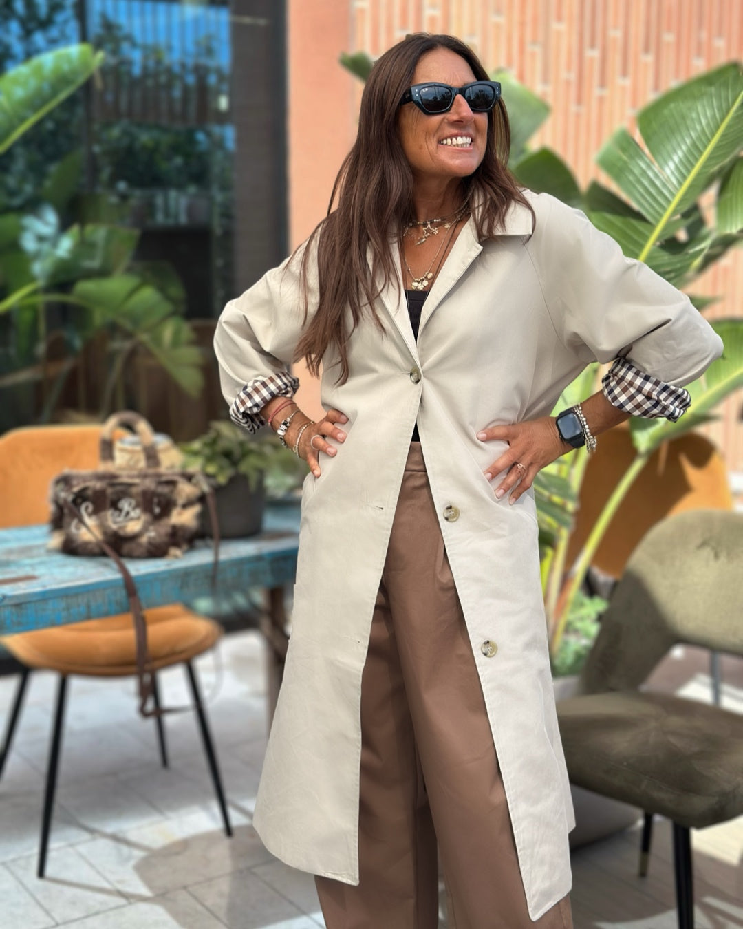 Trench con Fodera Quadretto British | Beige