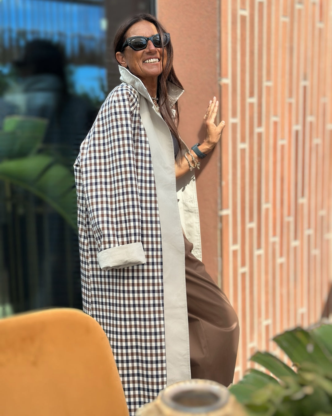 Trench con Fodera Quadretto British | Beige