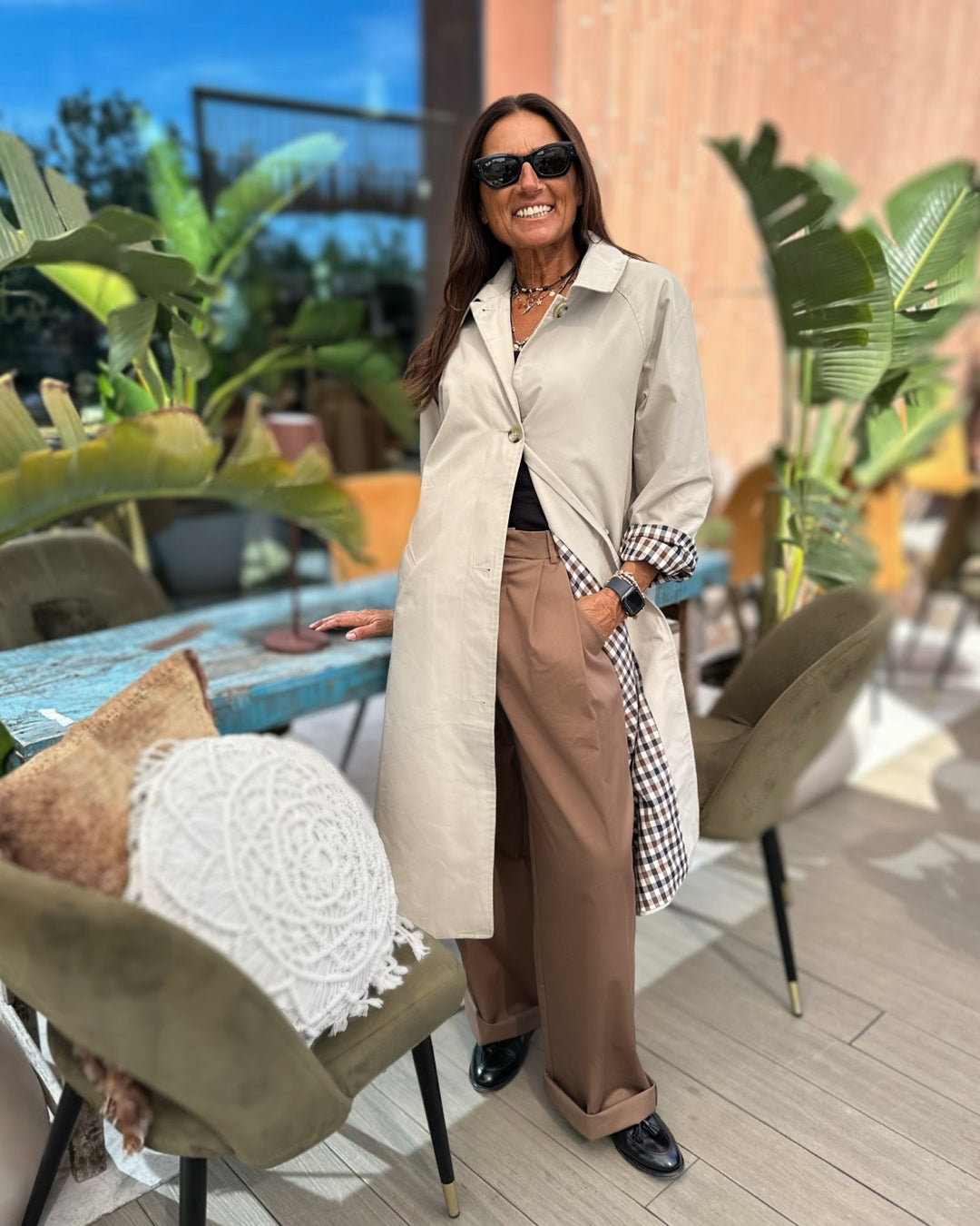 Trench con Fodera Quadretto British | Beige