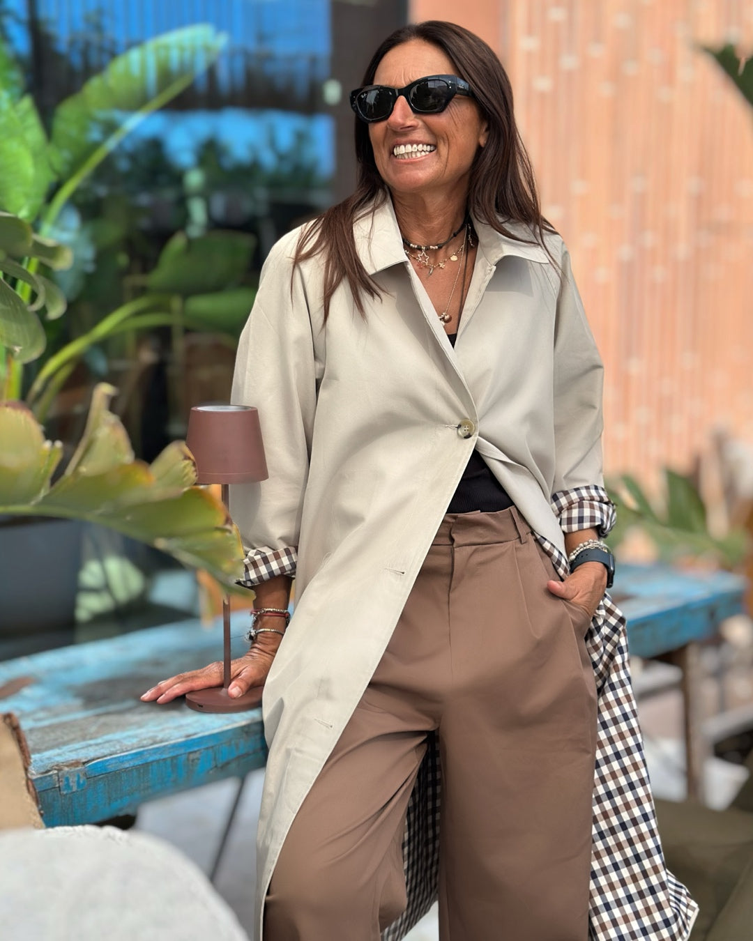 Trench con Fodera Quadretto British | Beige