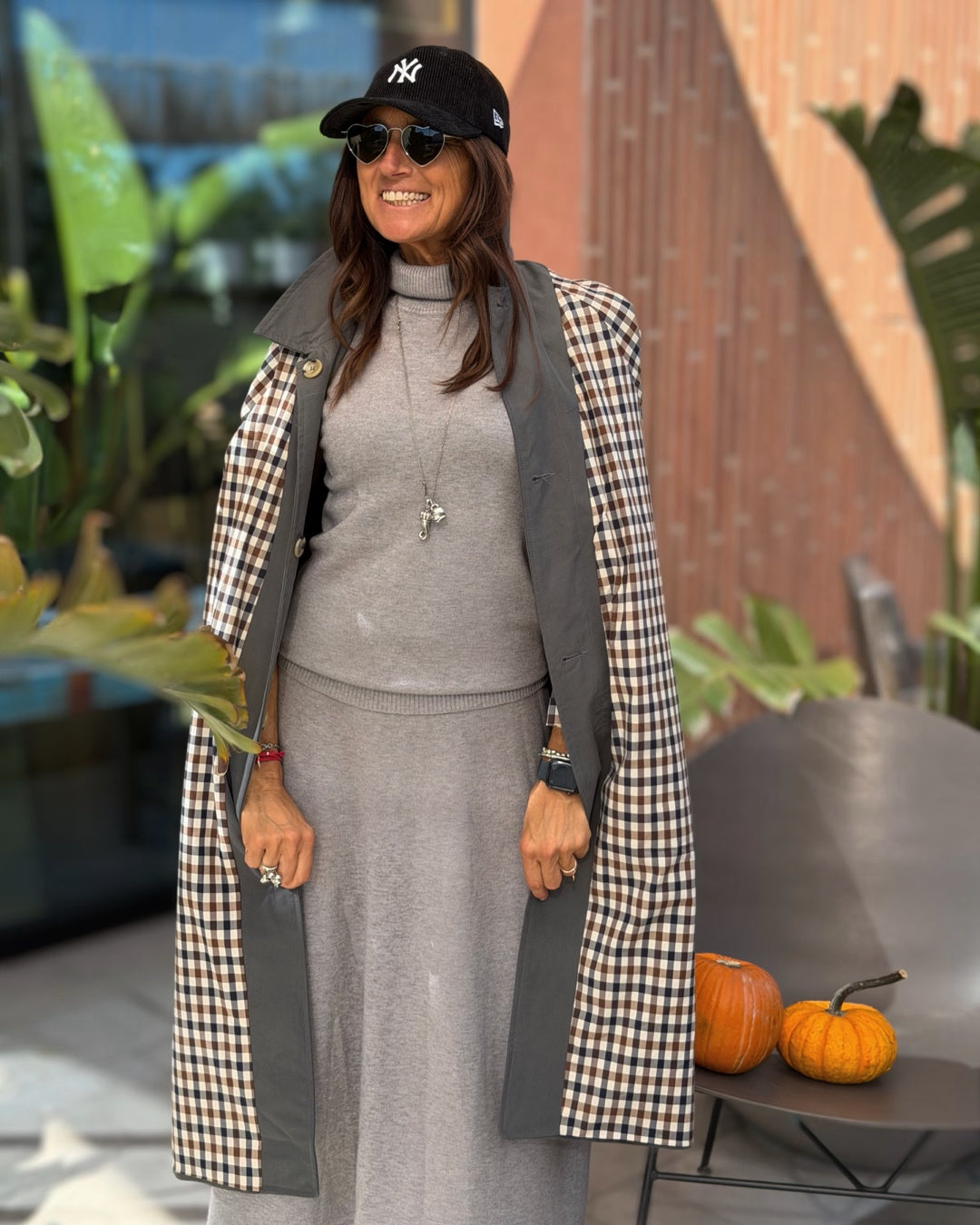 Trench con Fodera Quadretto British | Grigio Antracite