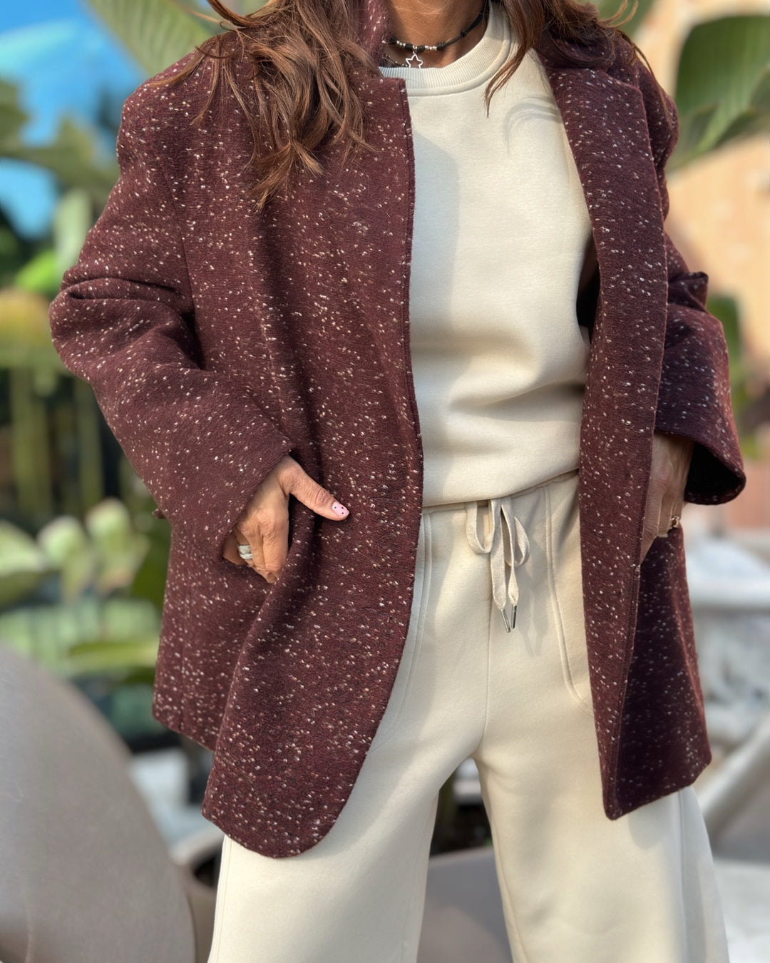 Giacca Oversize "Peso Cappotto" Sale e Pepe | Bordeaux