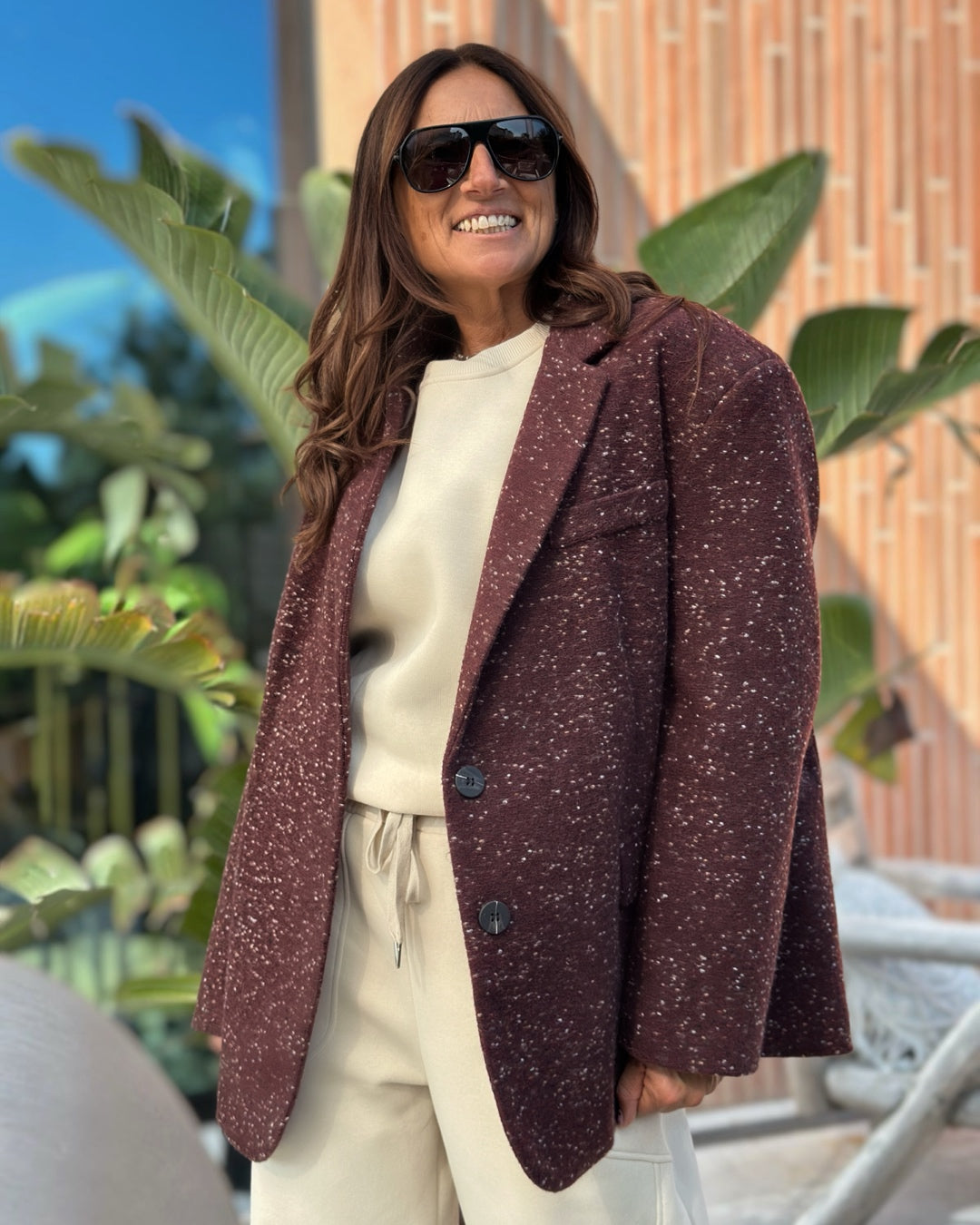 Giacca Oversize "Peso Cappotto" Sale e Pepe | Bordeaux