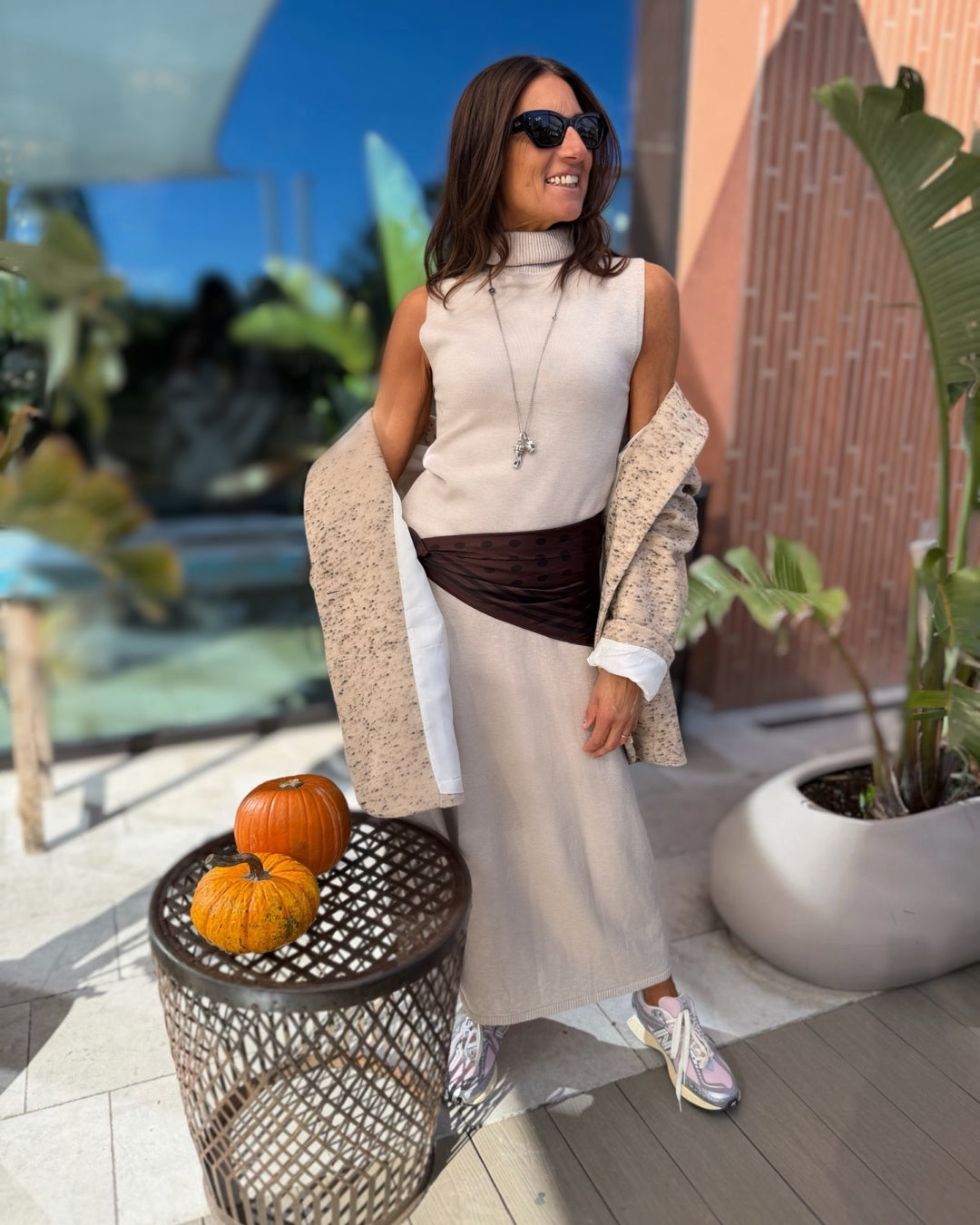 Coordinato in Viscosa Maglia + Gonna | Beige