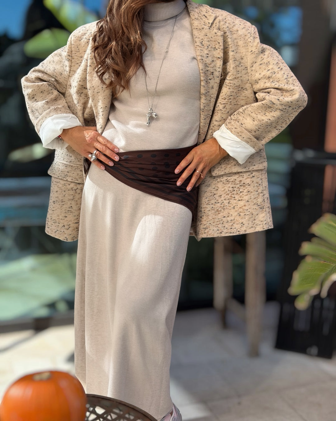 Coordinato in Viscosa Maglia + Gonna | Beige