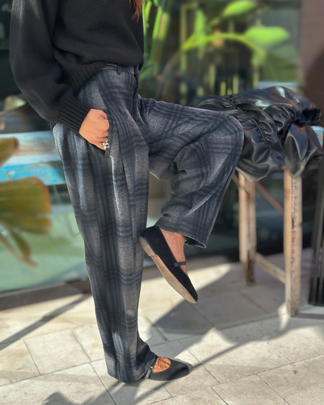 Pantalone Balloon Check | Nero