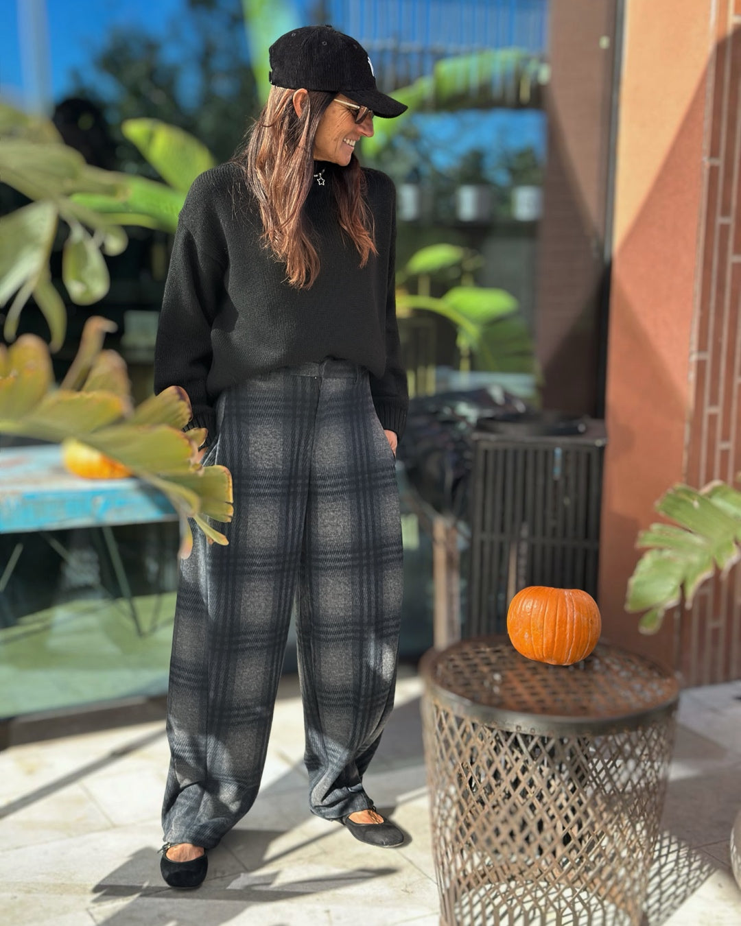 Pantalone Balloon Check | Nero