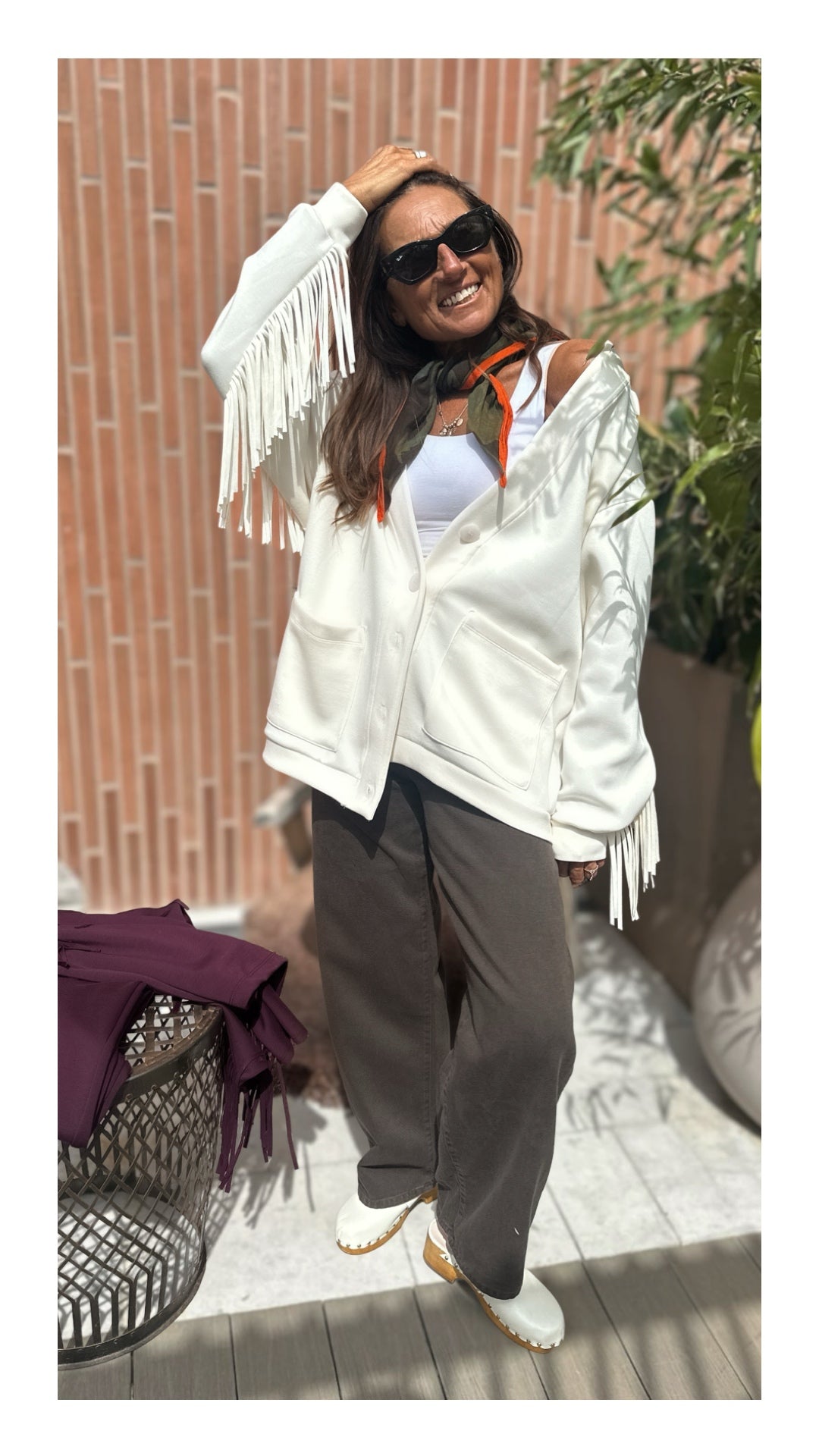 Cardigan con Frange in Cotone e Viscosa | Bianco