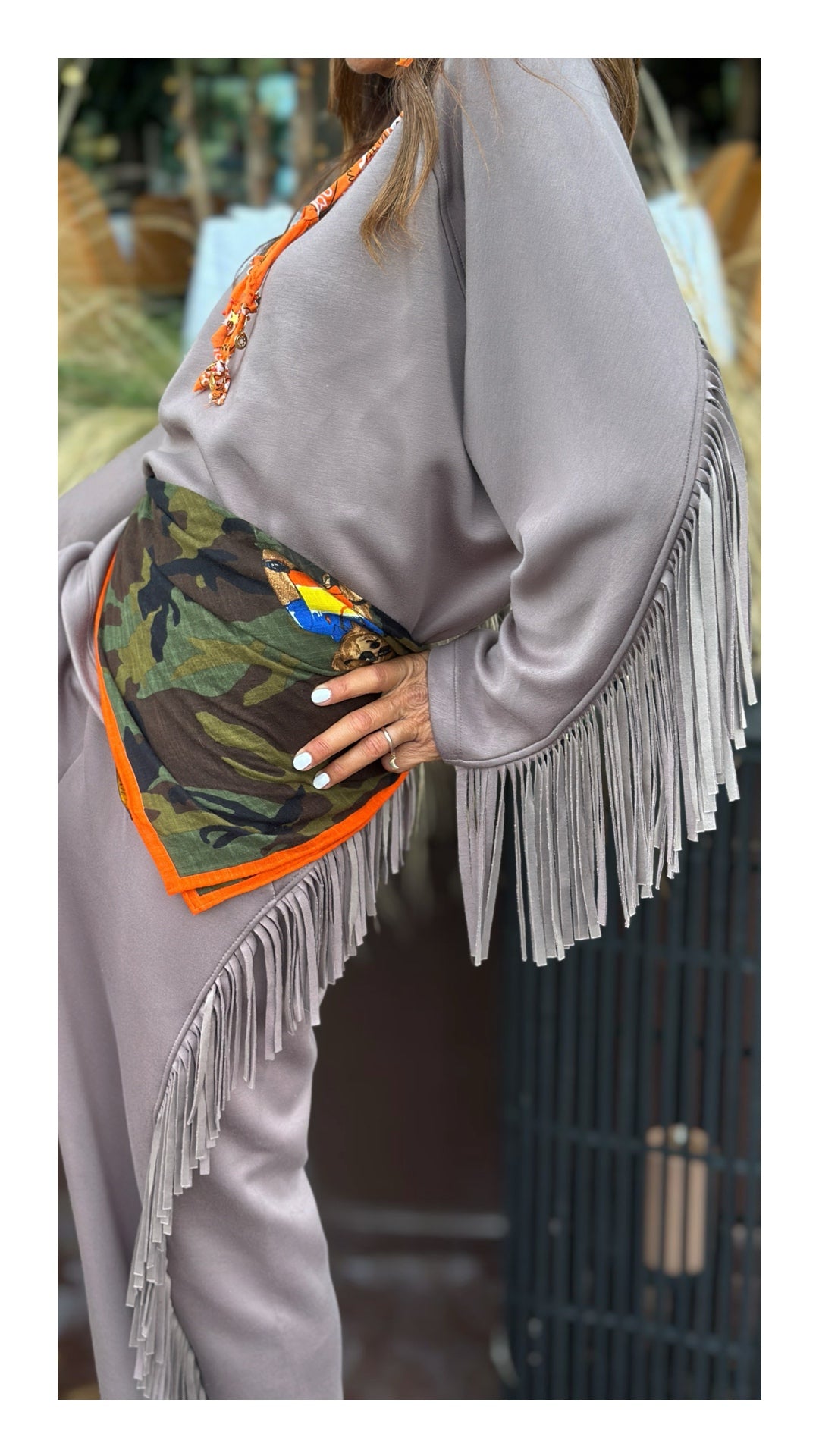 Felpa con Frange Cotone e Viscosa | Tortora