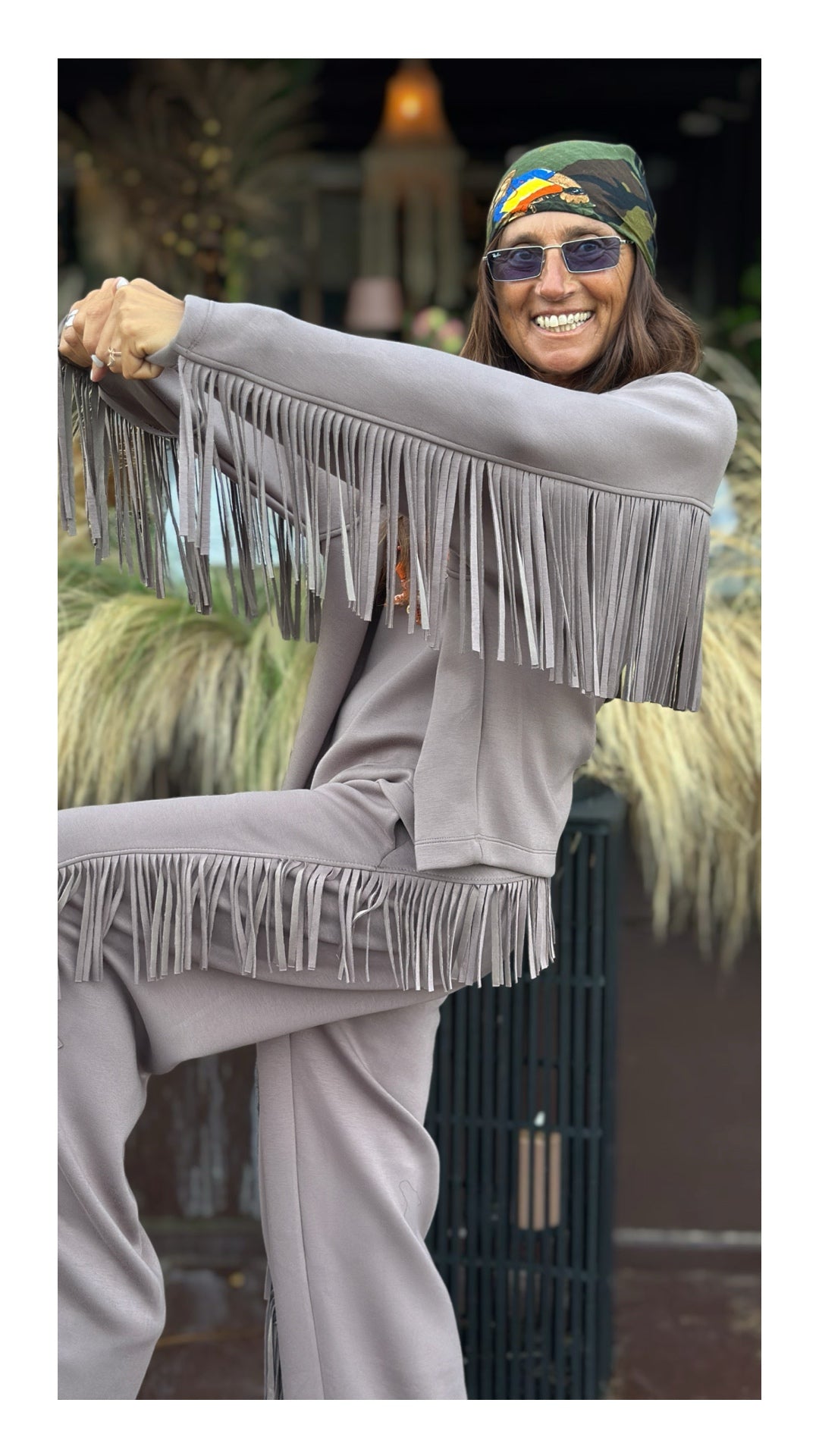 Felpa con Frange Cotone e Viscosa | Tortora