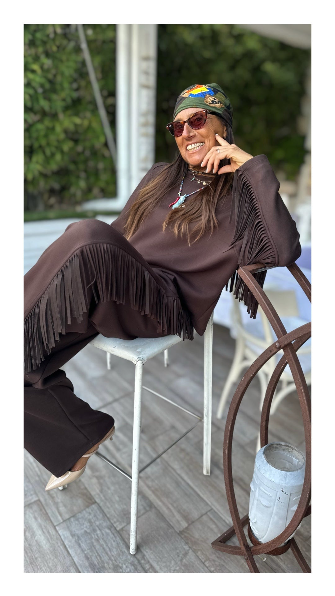 Felpa con Frange Cotone e Viscosa | Cioccolato