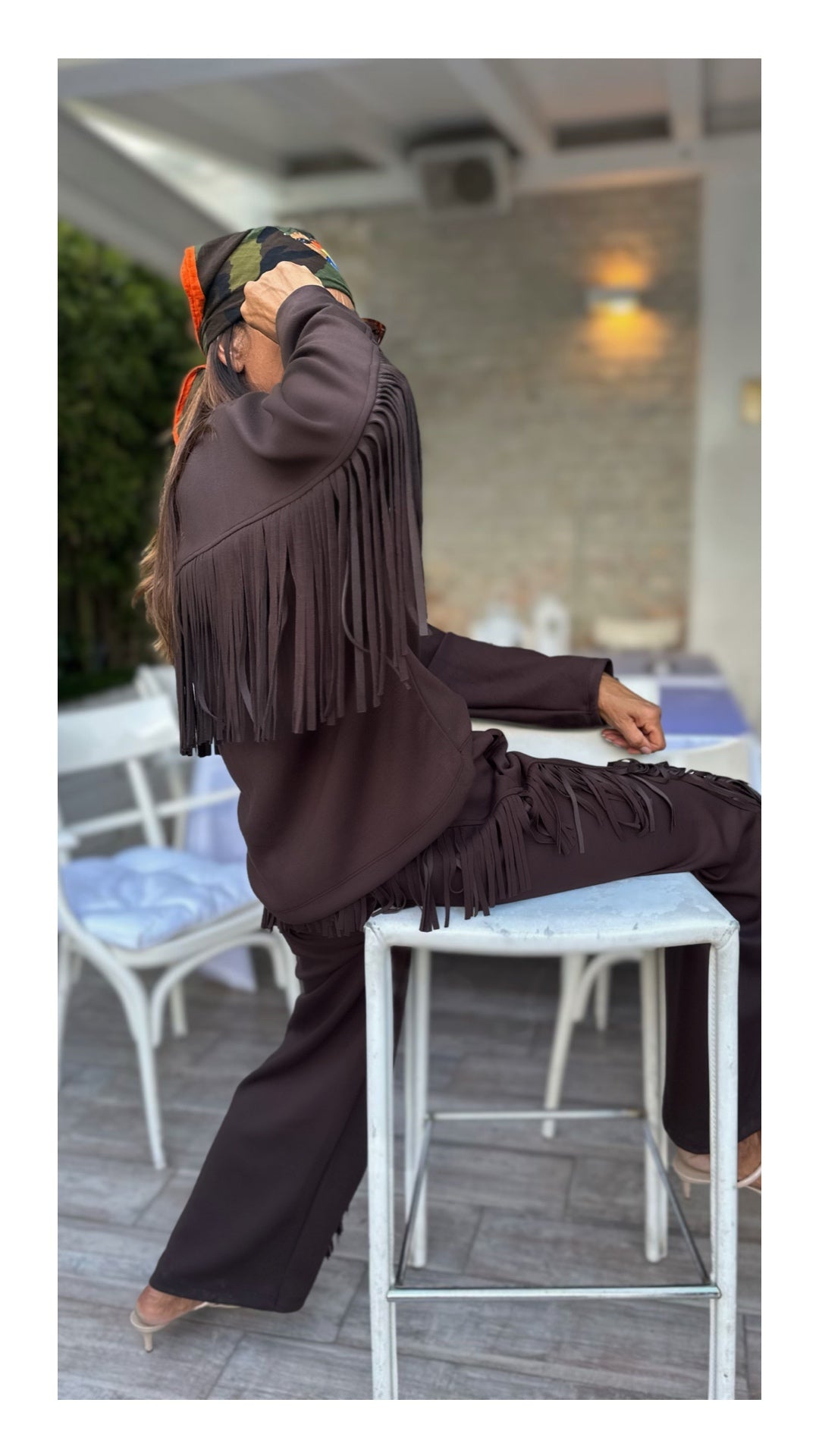 Felpa con Frange Cotone e Viscosa | Cioccolato