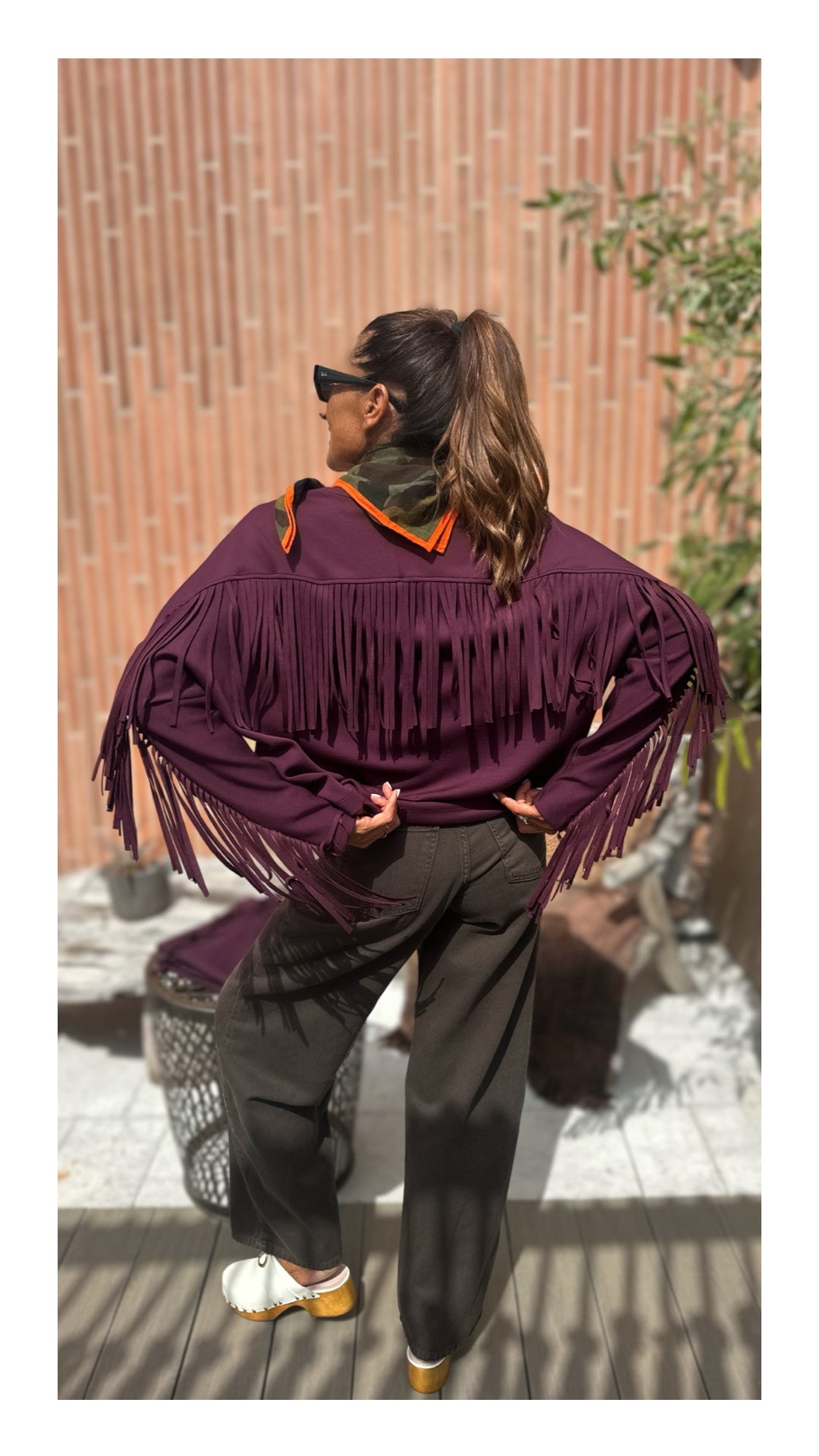 Felpa con Frange Cotone e Viscosa | Burgundy