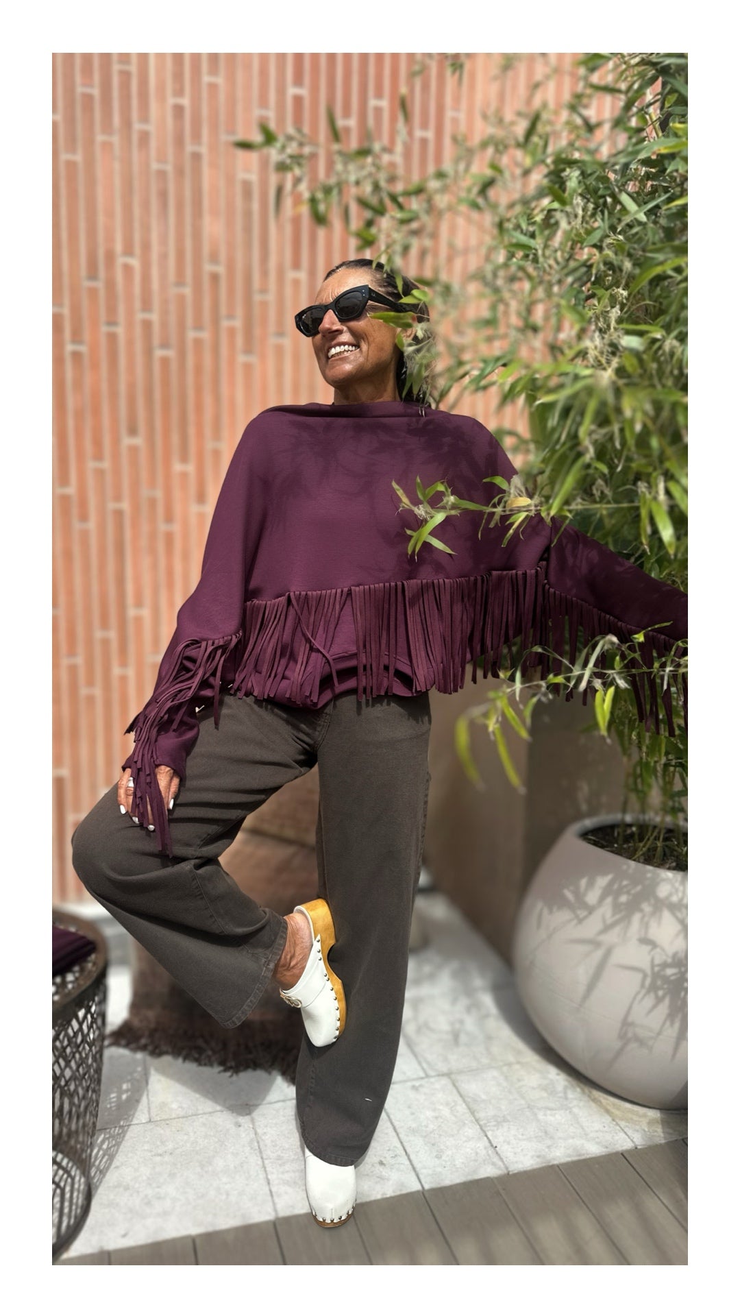 Felpa con Frange Cotone e Viscosa | Burgundy