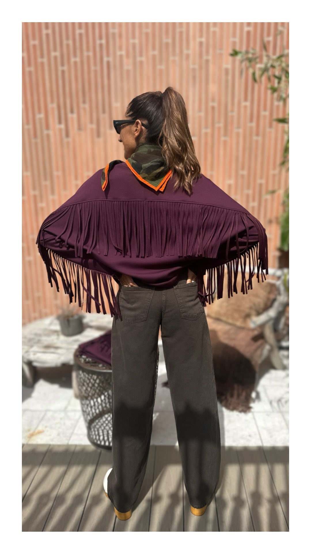 Felpa con Frange Cotone e Viscosa | Burgundy