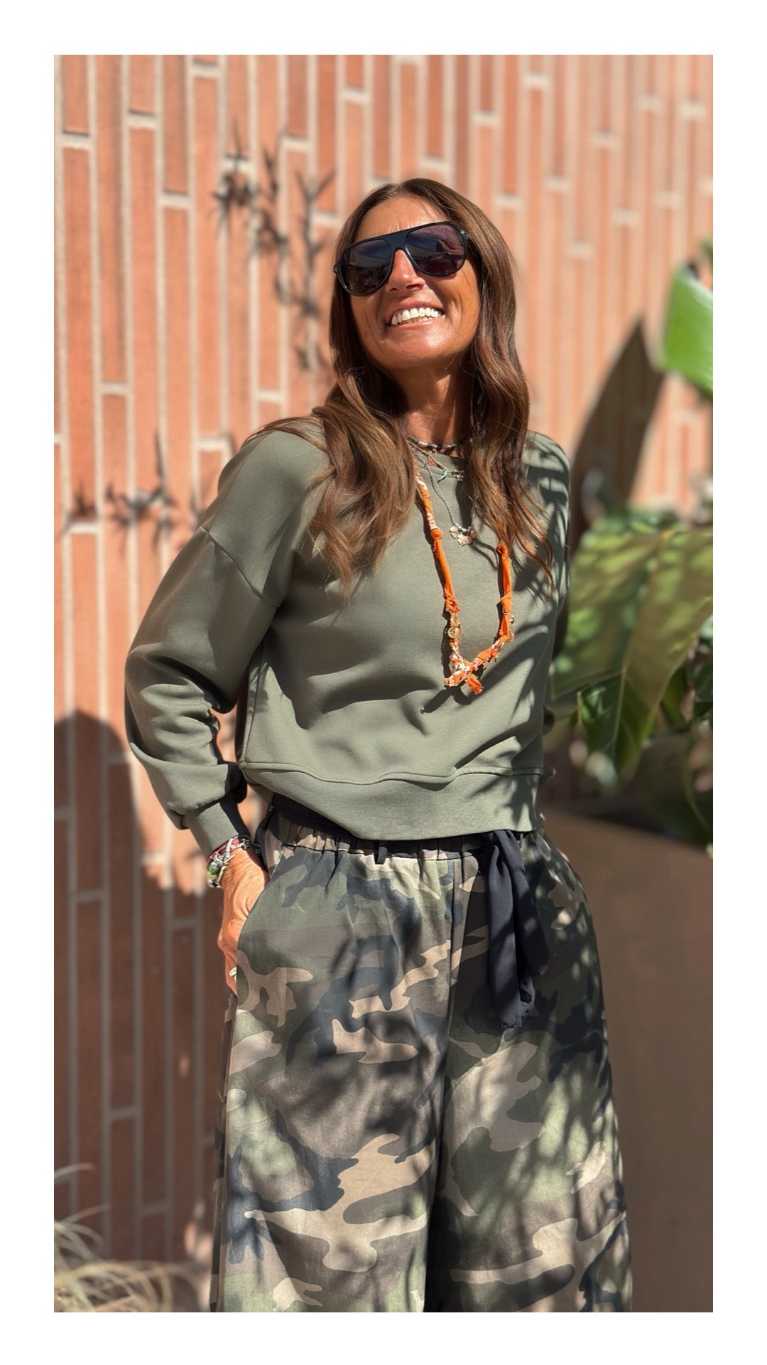 Felpa Basic Cotone Garzato | Oliva