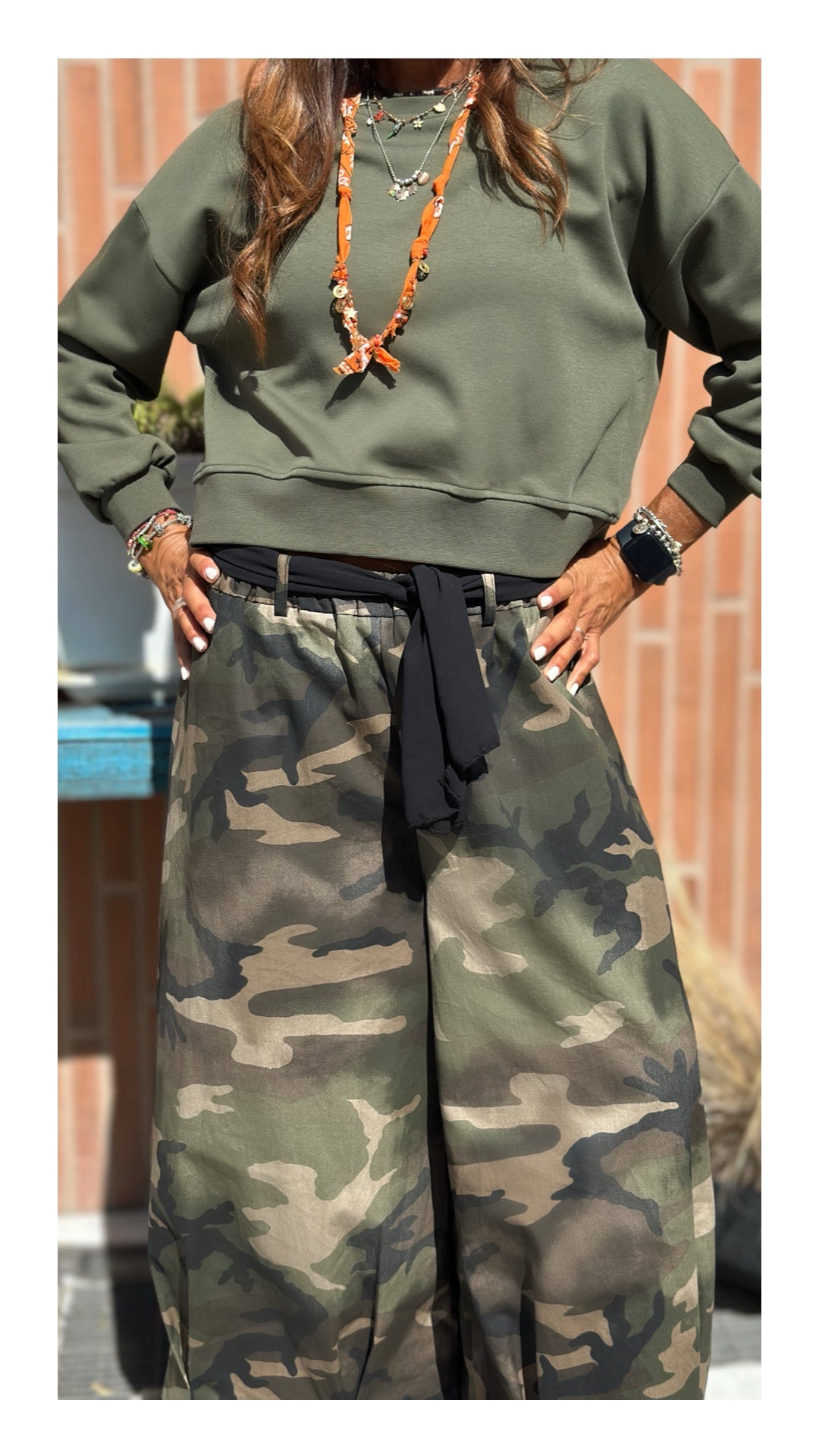 Felpa Basic Cotone Garzato | Oliva