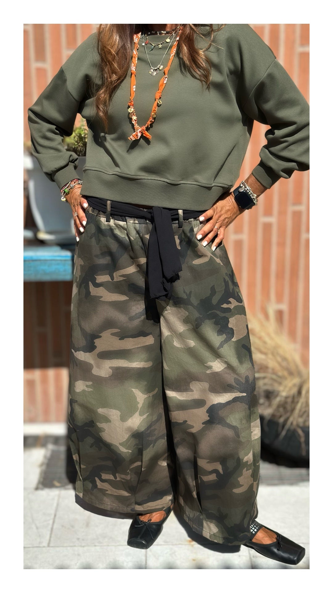 Felpa Basic Cotone Garzato | Oliva