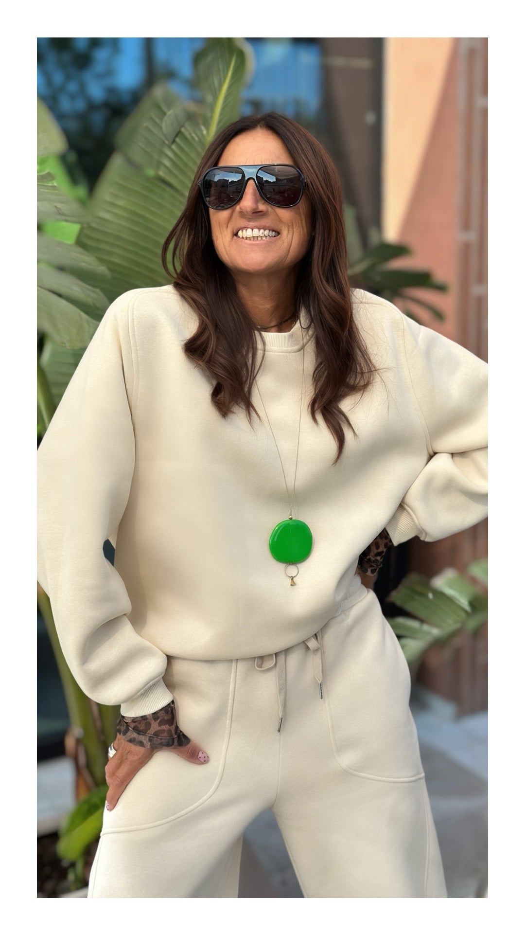 Felpa Basic Cotone Felpato | Crema