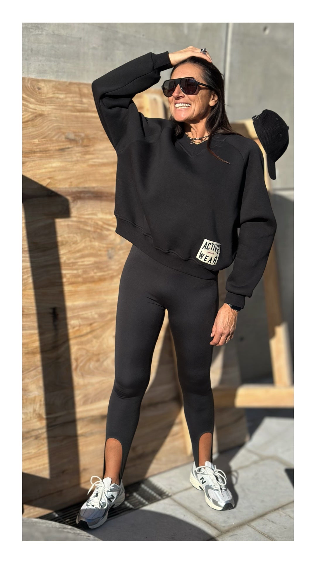 Felpa Active Wear Cotone Felpato | Nero