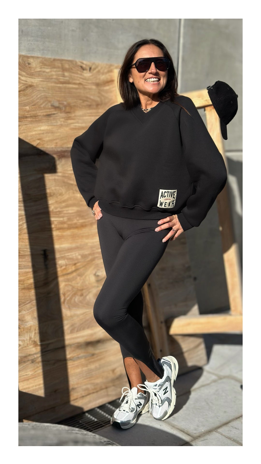 Felpa Active Wear Cotone Felpato | Nero