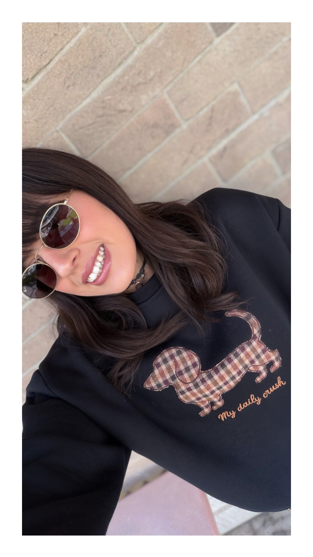 Felpa “My Daily Crush” in Cotone Felpato| Nero