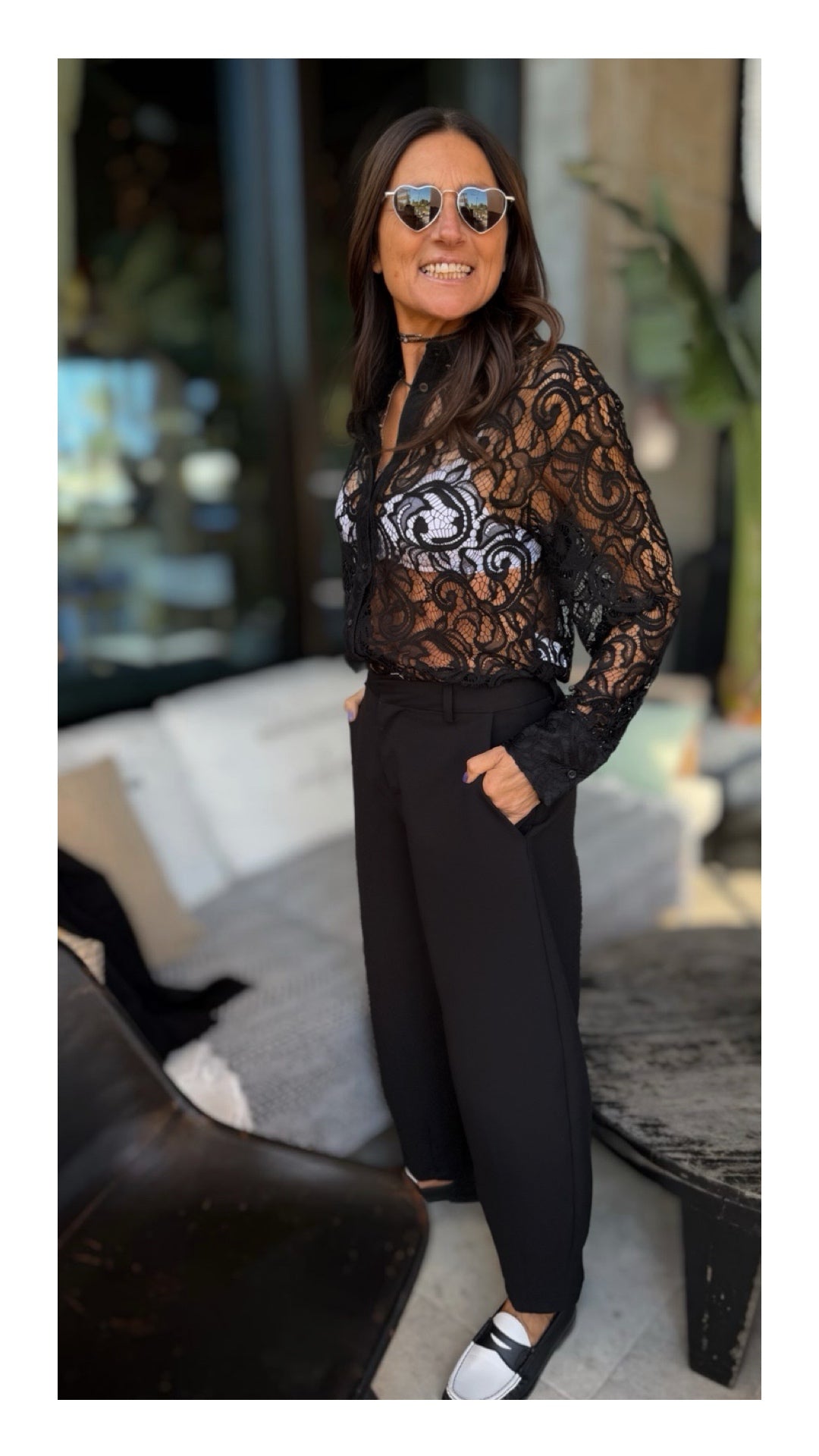 Camicia Body in Pizzo | Nero