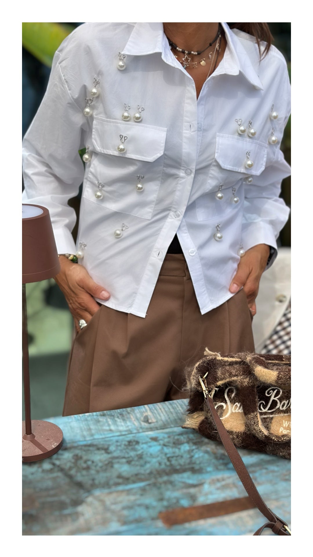 Camicia in Cotone con Perle | Bianco