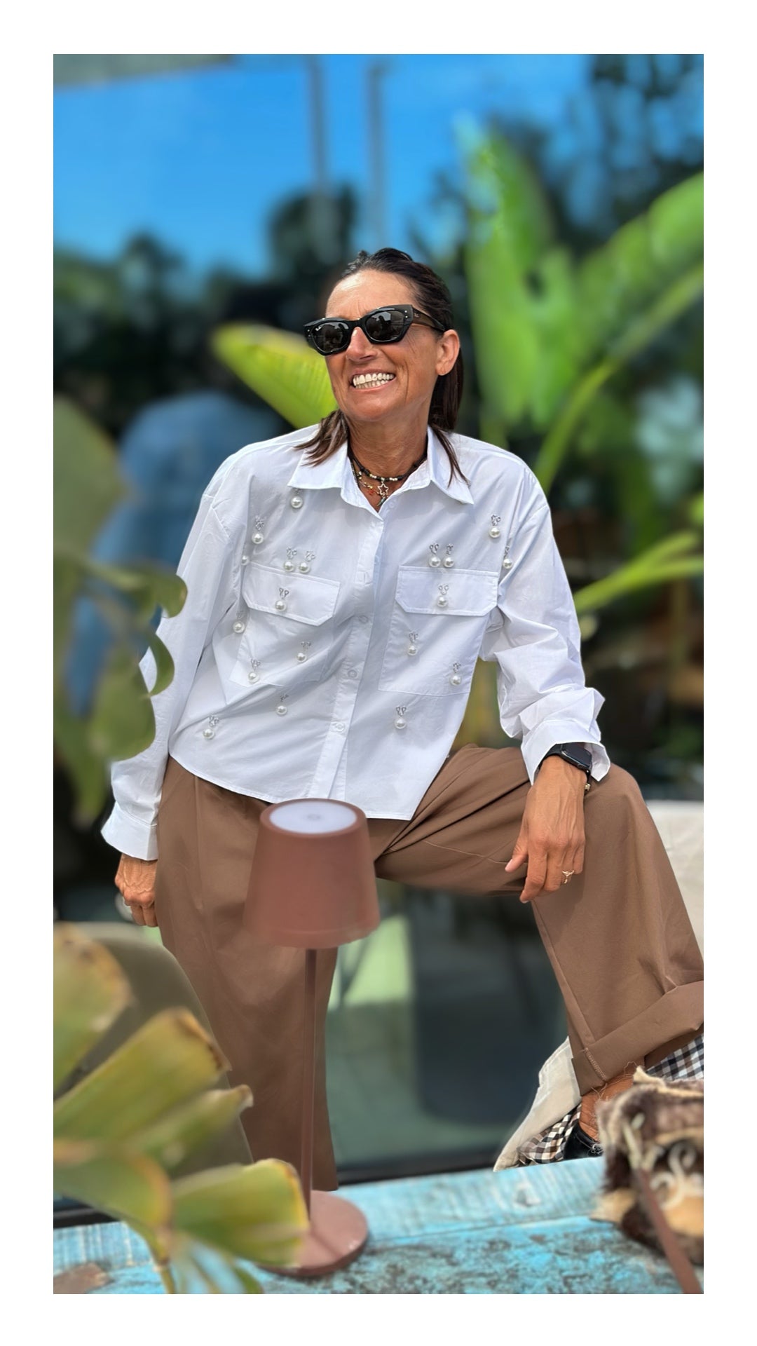 Camicia in Cotone con Perle | Bianco