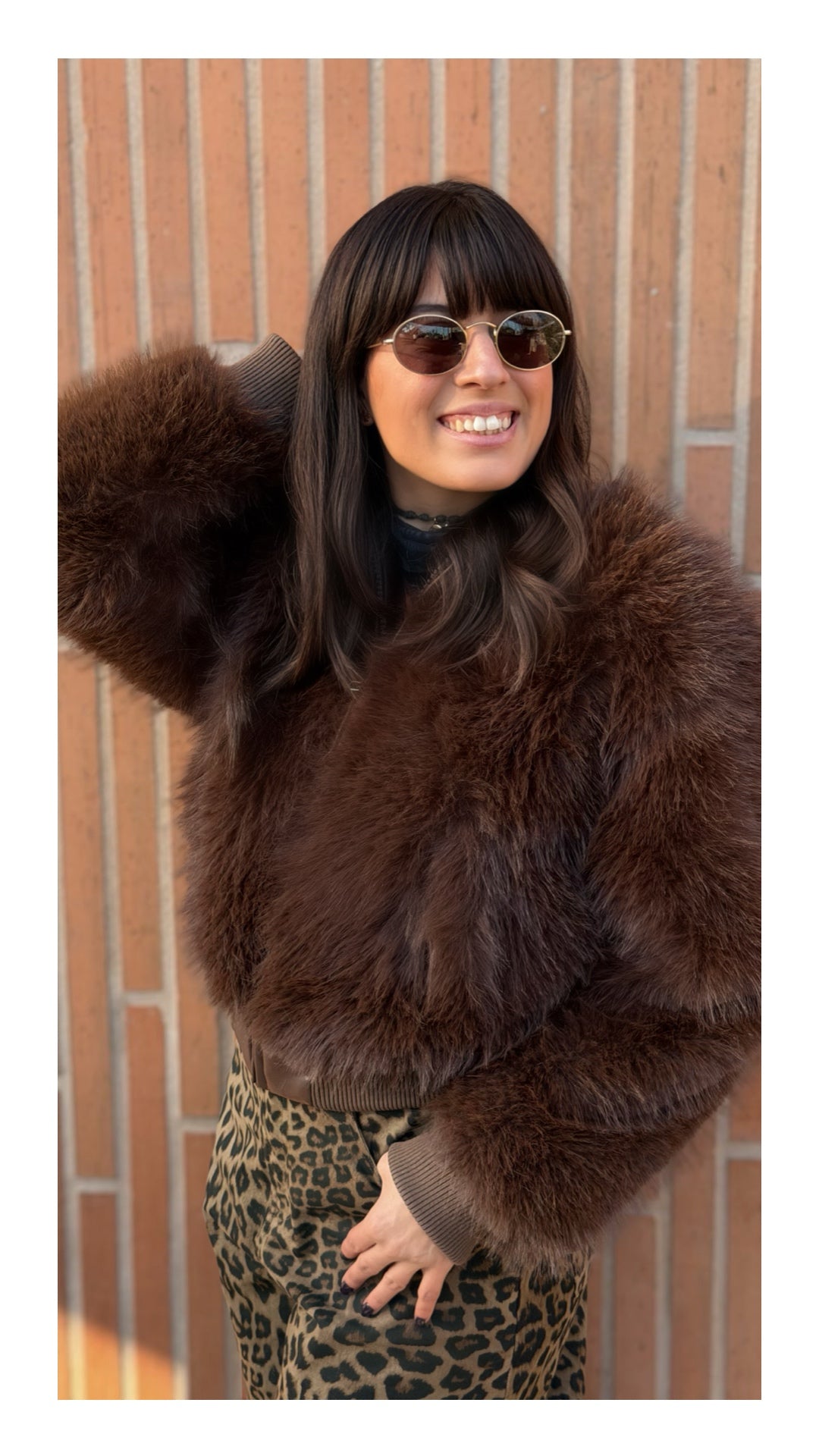 Bomber in Eco Pelliccia Regular Fit | Cioccolato