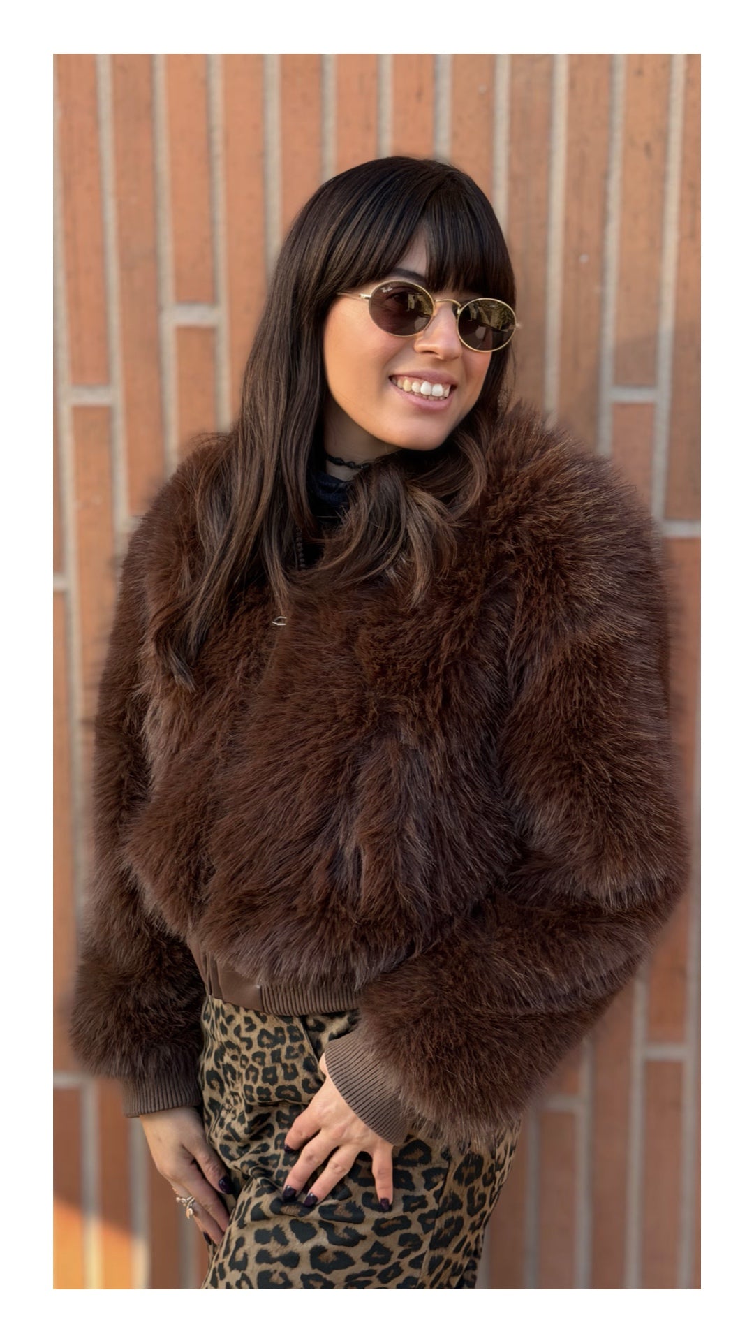 Bomber in Eco Pelliccia Regular Fit | Cioccolato