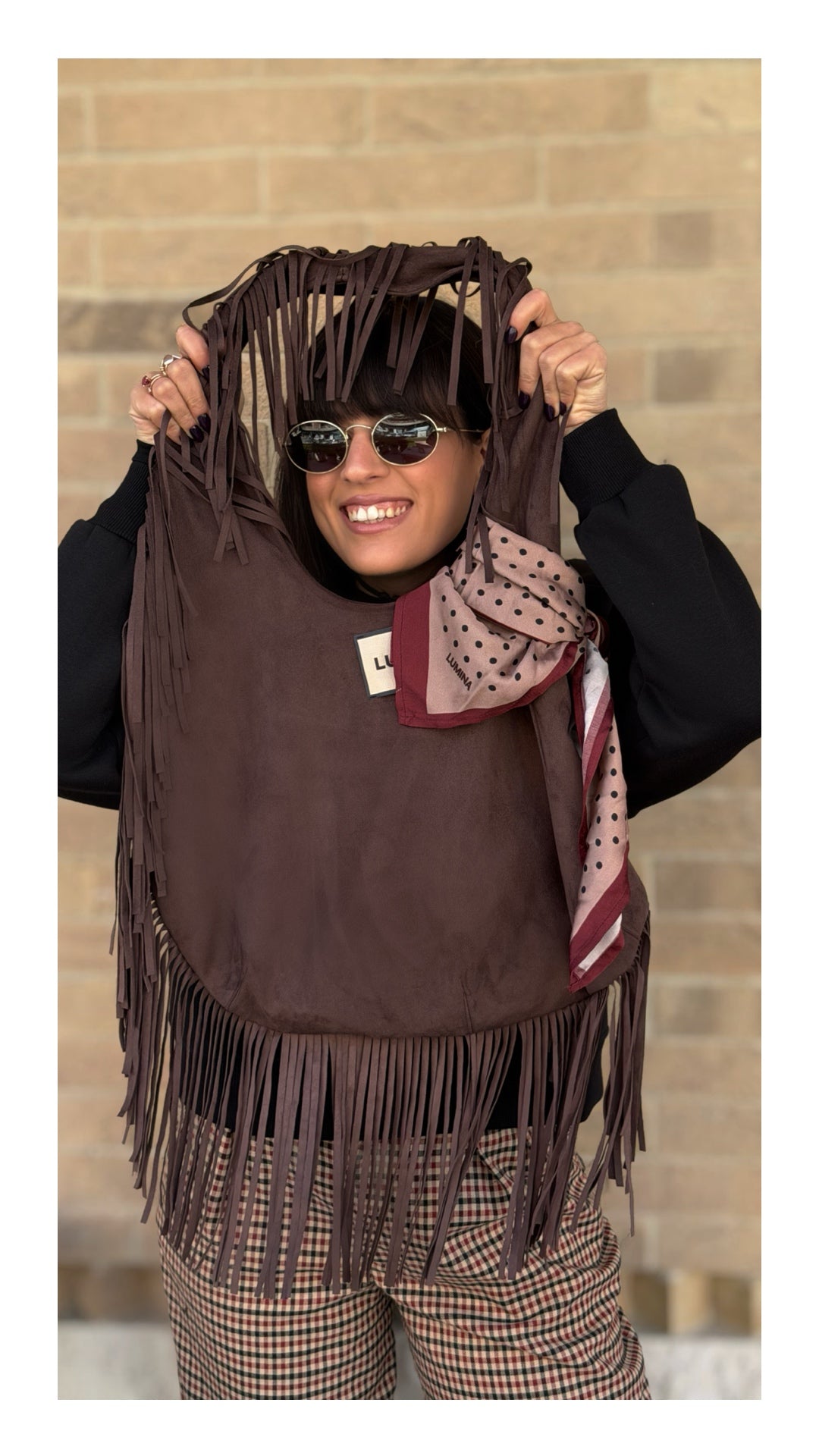 Borsa con Frange in Eco Camoscio | Moro