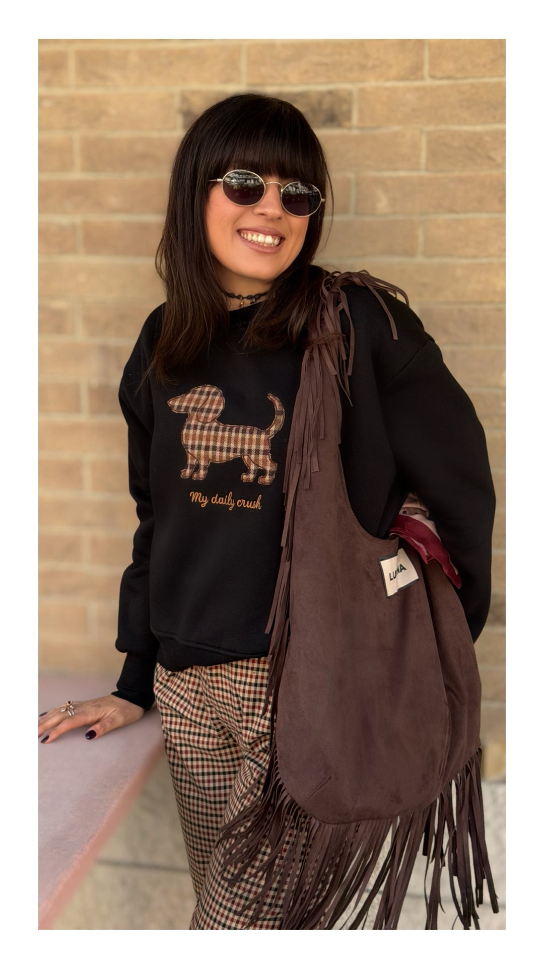 Borsa con Frange in Eco Camoscio | Moro