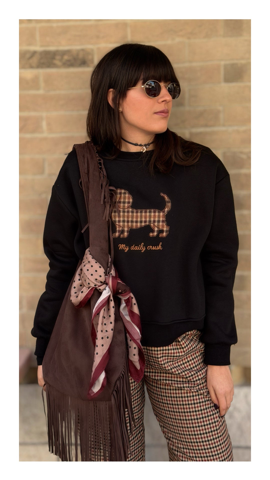 Borsa con Frange in Eco Camoscio | Moro