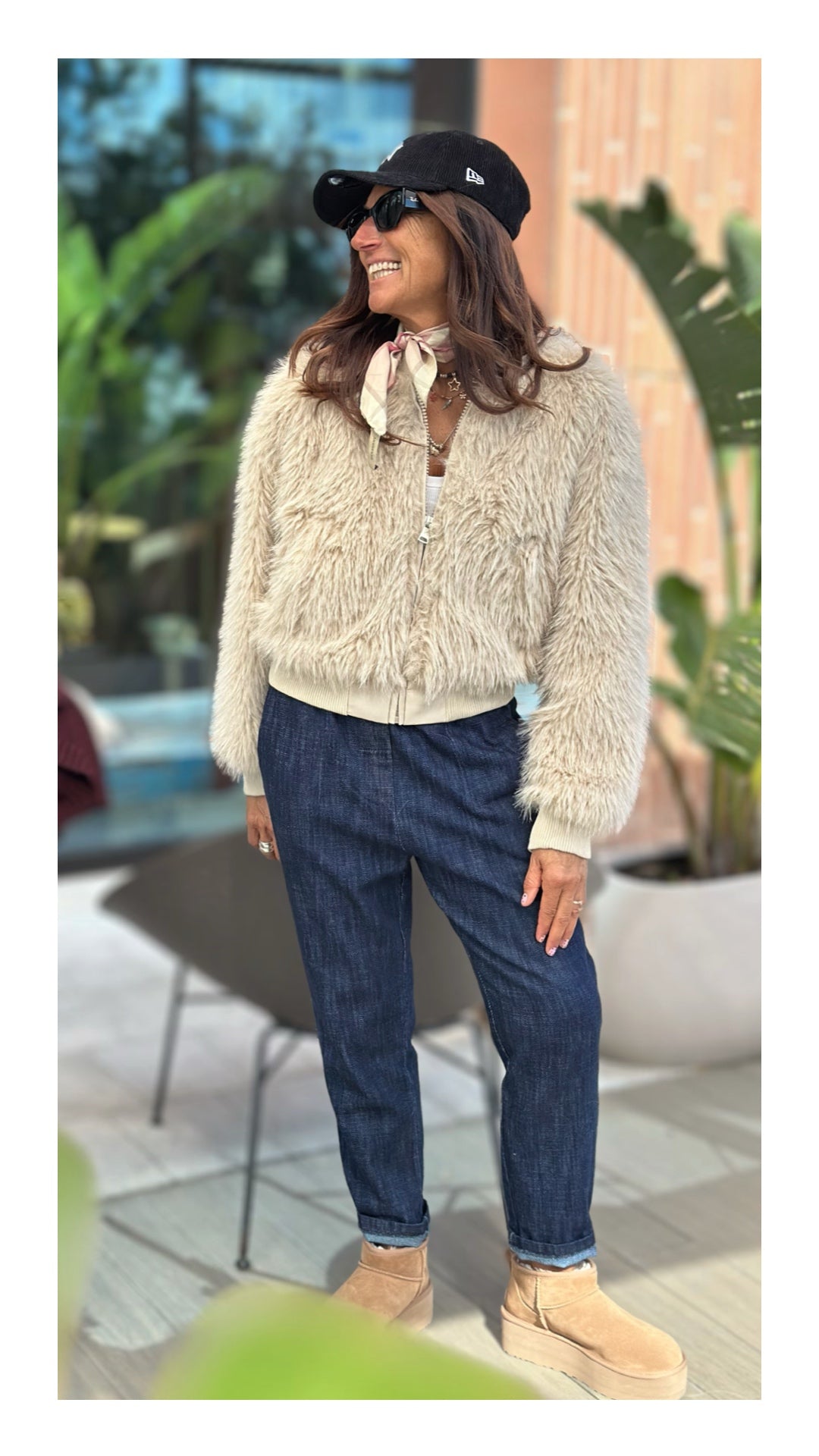 Bomber in Eco Pelliccia Regular Fit | Beige