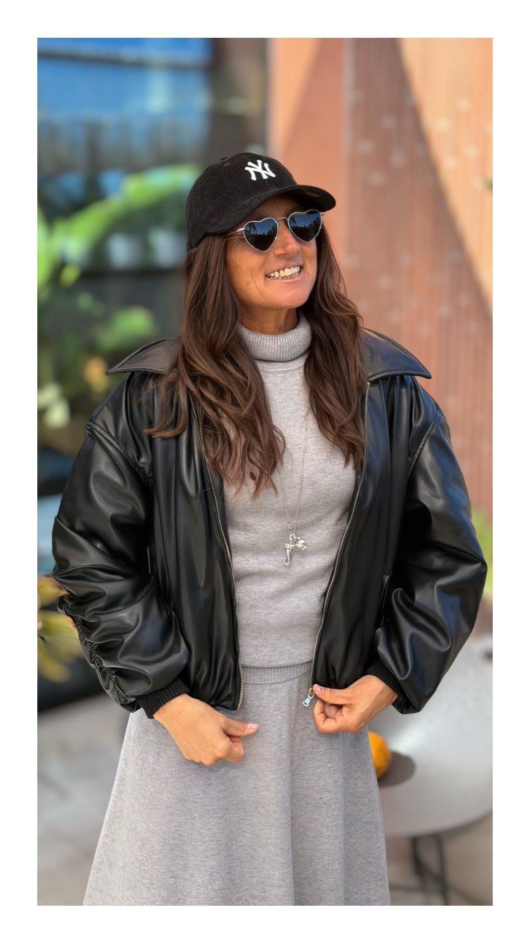 Bomber in Eco Pelle Top Quality Drappeggiato | Nero