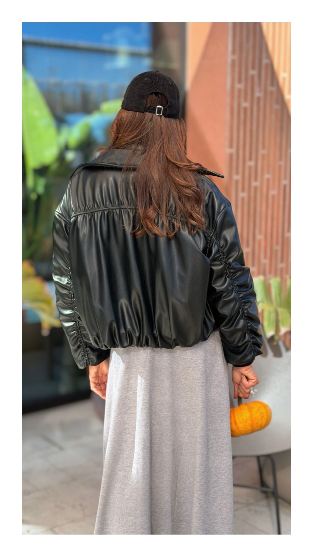 Bomber in Eco Pelle Top Quality Drappeggiato | Nero