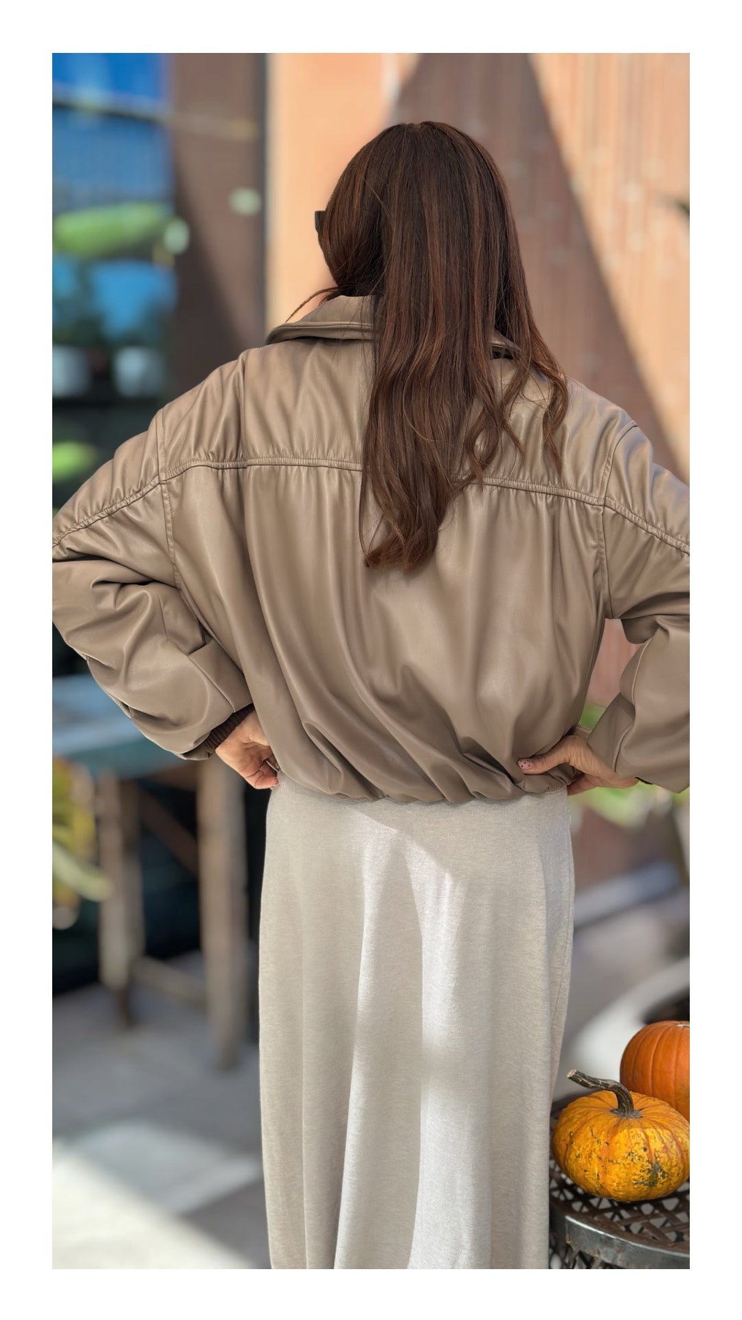 Bomber in Eco Pelle Top Quality Drappeggiato | Tortora