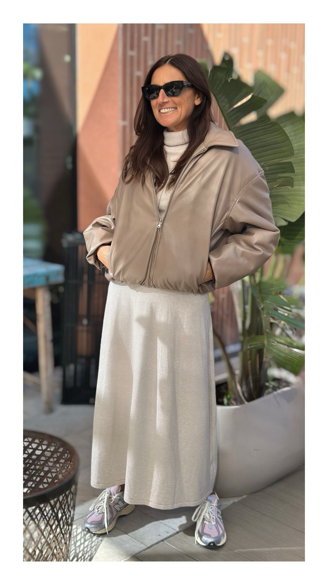 Bomber in Eco Pelle Top Quality Drappeggiato | Tortora