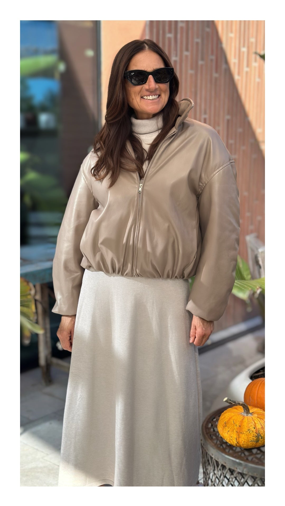 Bomber in Eco Pelle Top Quality Drappeggiato | Tortora